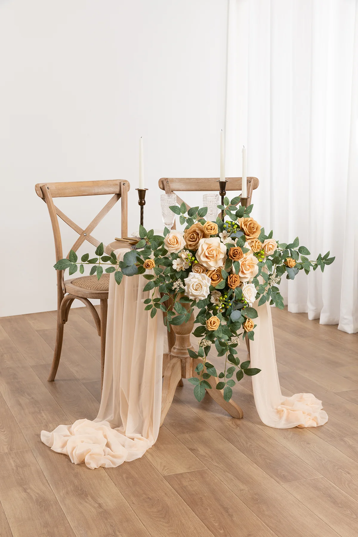 Sweetheart Table Floral Swags in Sunny Peach & Apricot (Set of 2) | Clearance - Image 3