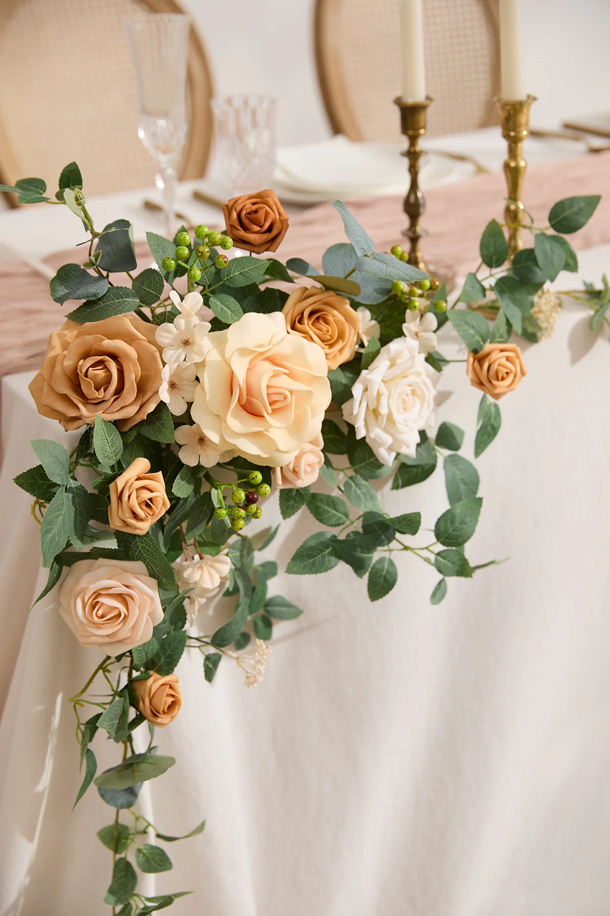 Sweetheart Table Floral Swags in Sunny Peach & Apricot (Set of 2) | Clearance - Image 4