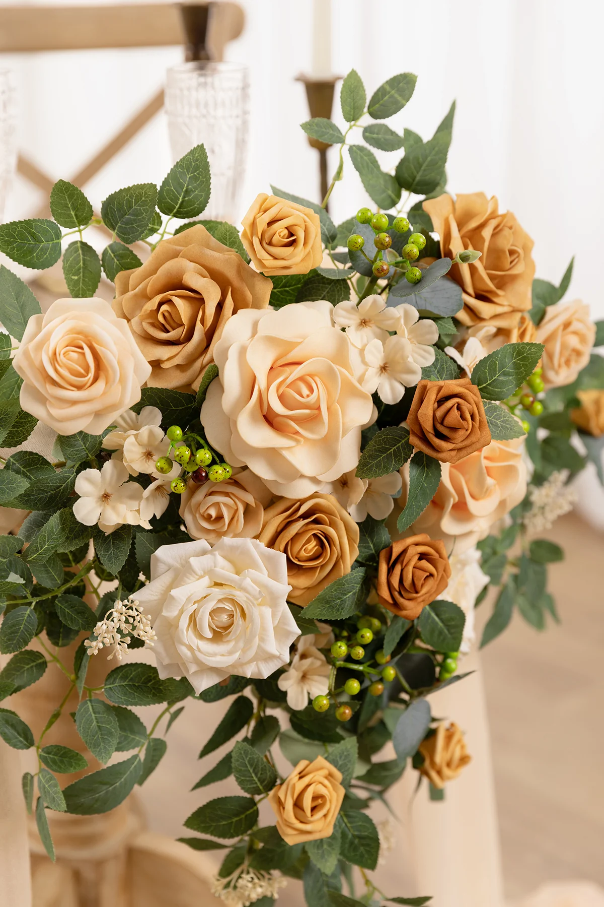 Sweetheart Table Floral Swags in Sunny Peach & Apricot (Set of 2) | Clearance - Image 5