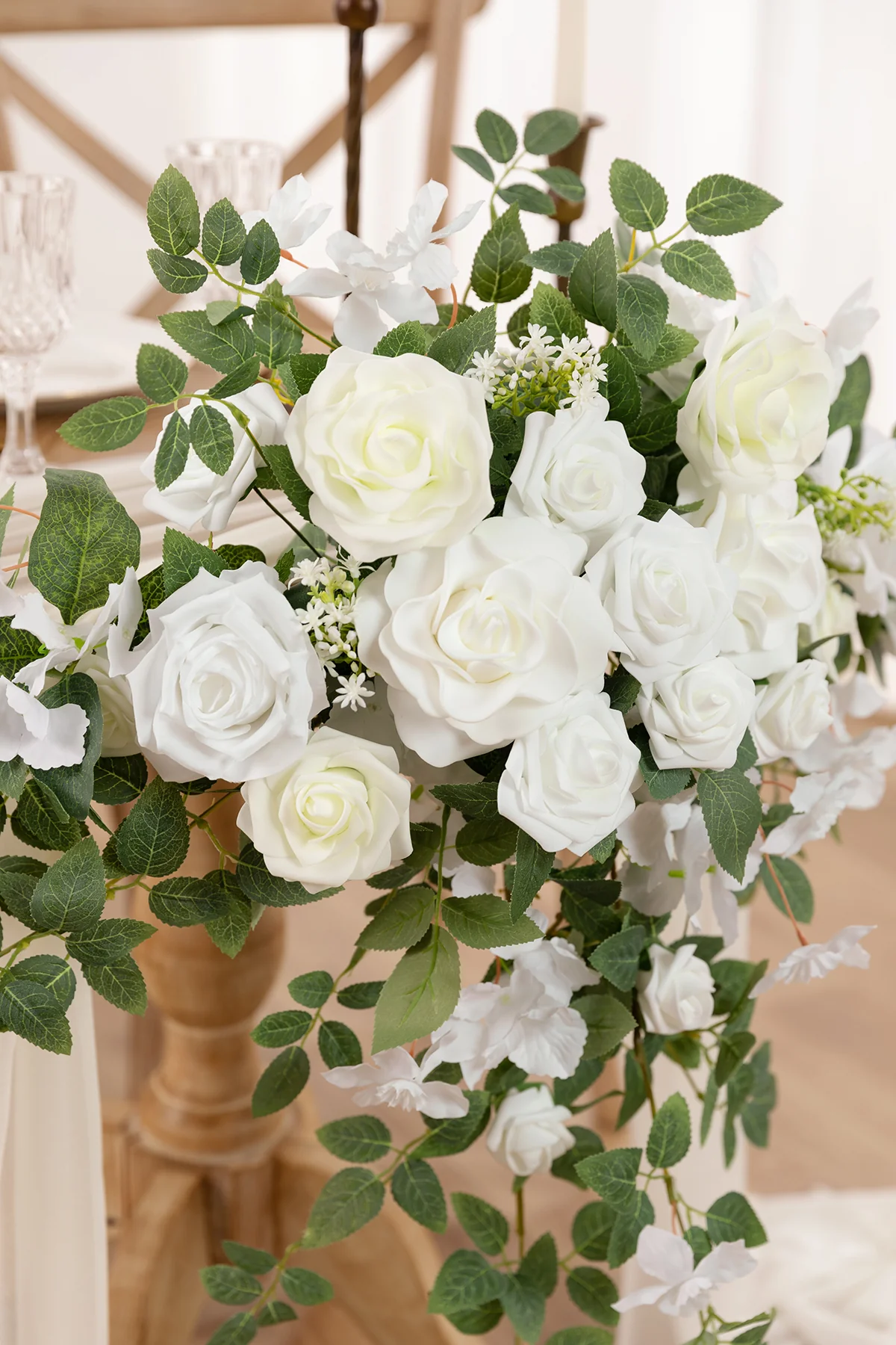 Sweetheart Table Floral Swags in White & Sage - Image 5
