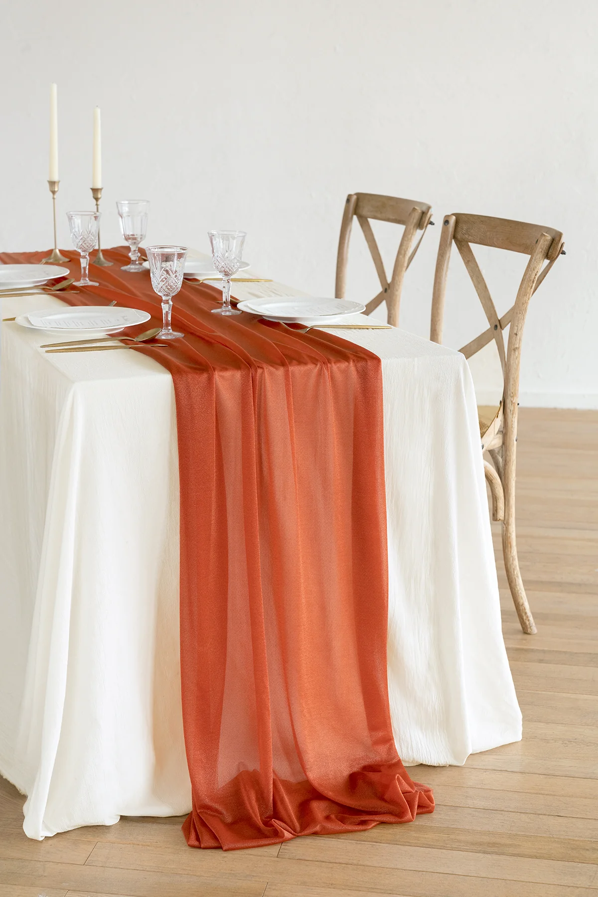Table linens in Warmth & Walnut Romance Wedding - Image 7
