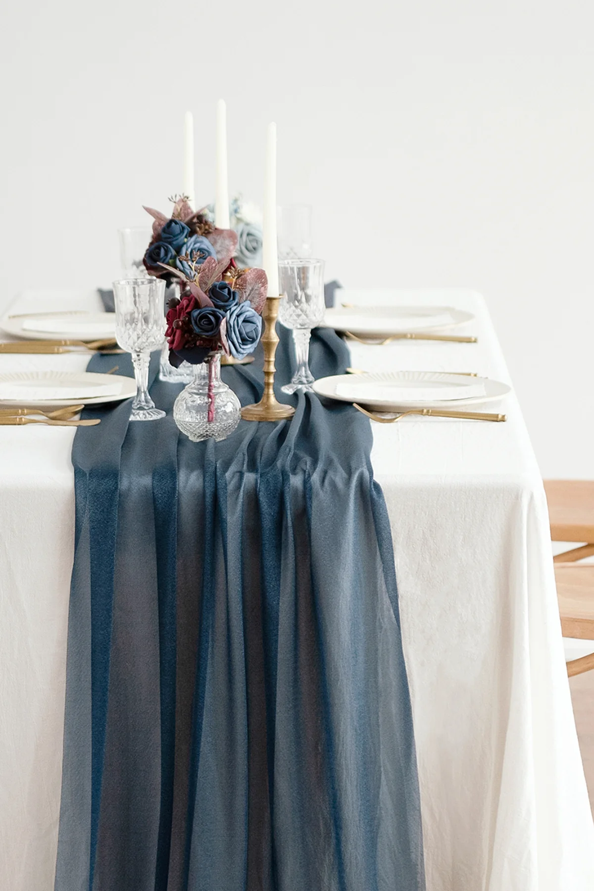 Table Runners in Burgundy & Navy (29" w x 14ft) - Image 2