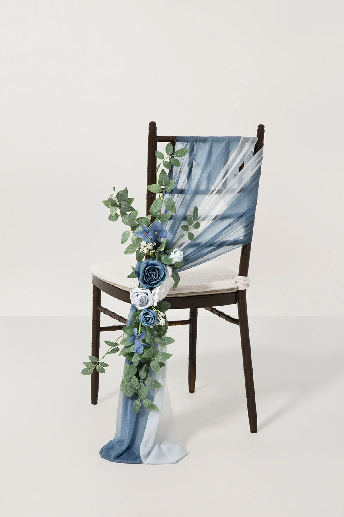 Wedding Aisle Chair Flower Decoration in Dusty Blue & Navy | Clearance