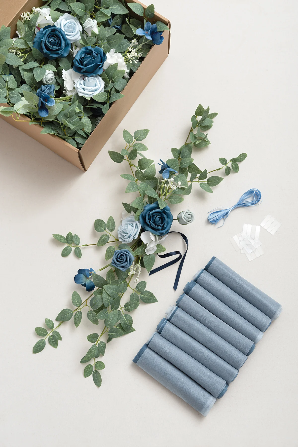 Wedding Aisle Chair Flower Decoration in Dusty Blue & Navy | Clearance - Image 6