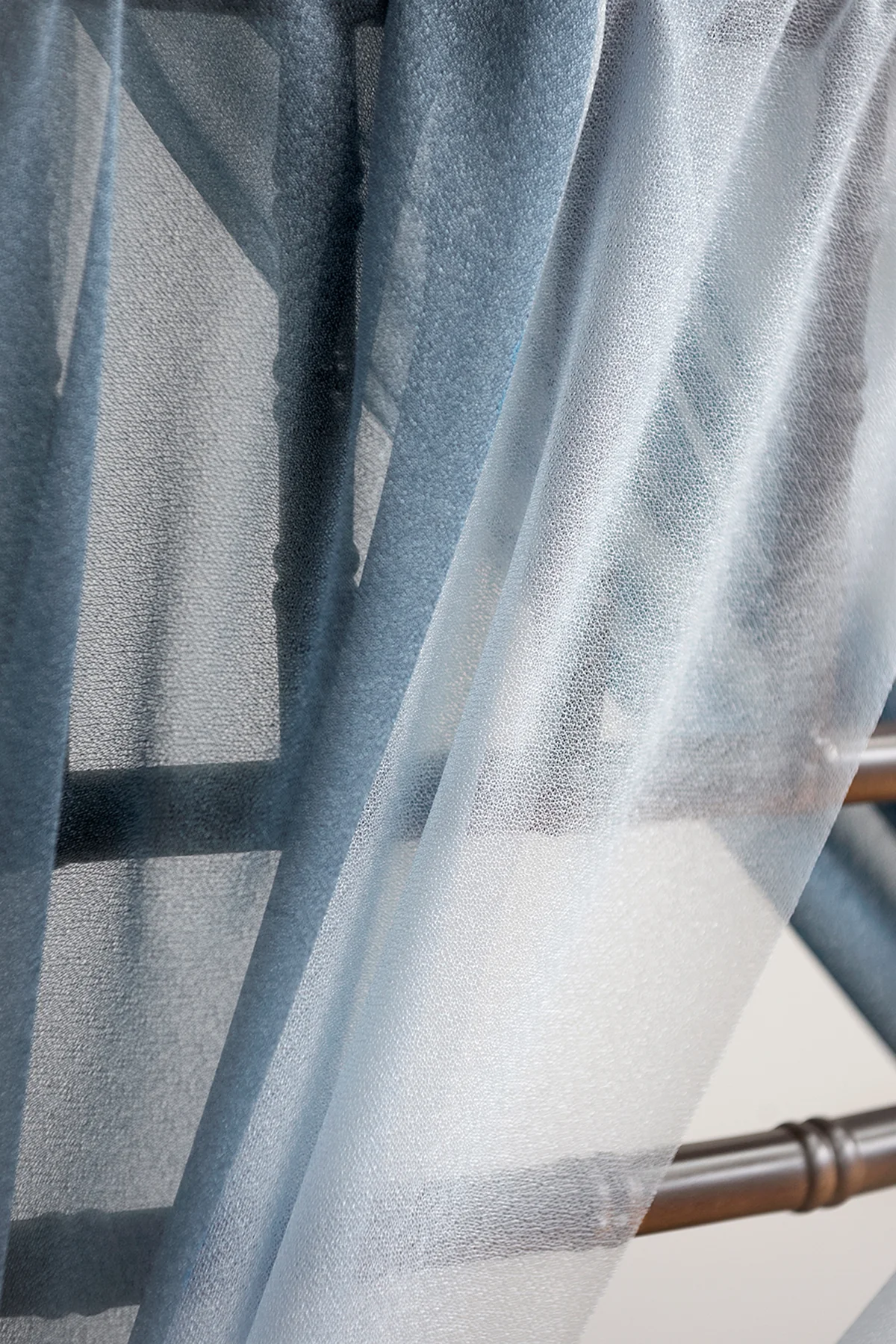 Wedding Aisle Chair Drapes in Dusty Blue & White - Image 2