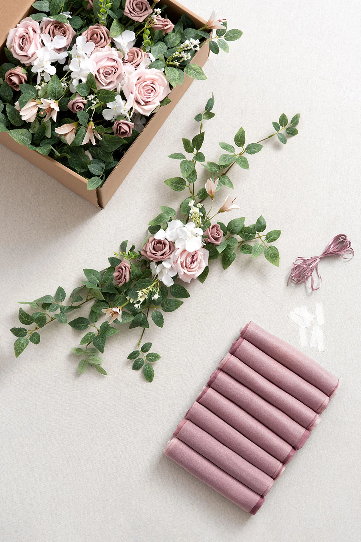 Wedding Aisle Chair Flower Decoration in Dusty Rose & Cream | Clearance - Image 5