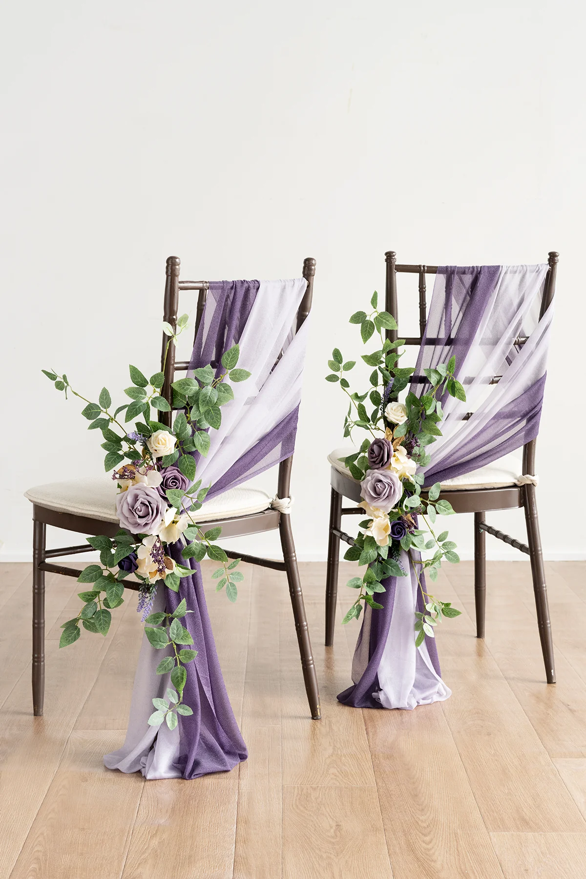Wedding Aisle Chair Flower Decoration in Lilac & Gold - Image 5