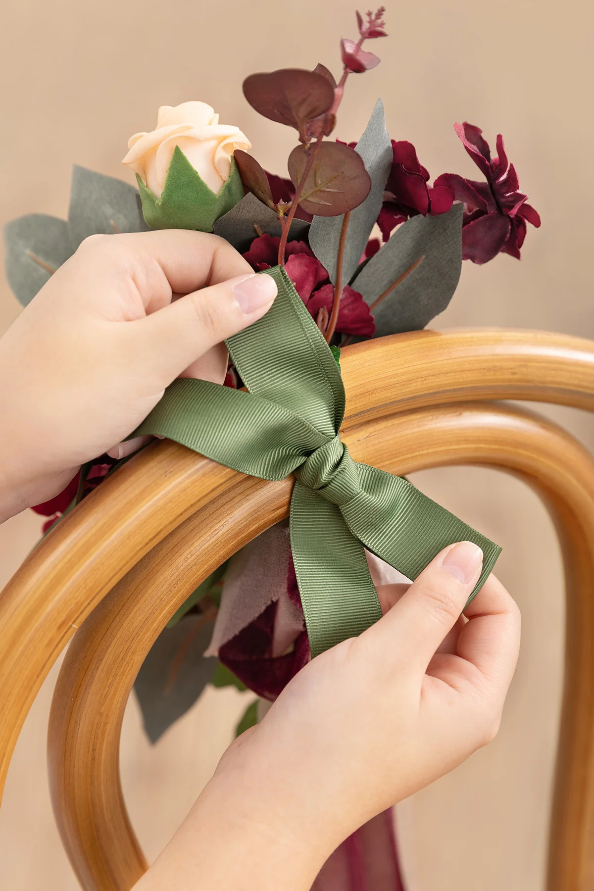 Wedding Aisle Decoration Pew Flowers in Black Baccara & Burgundy (Set of 8) | Clearance - Image 4