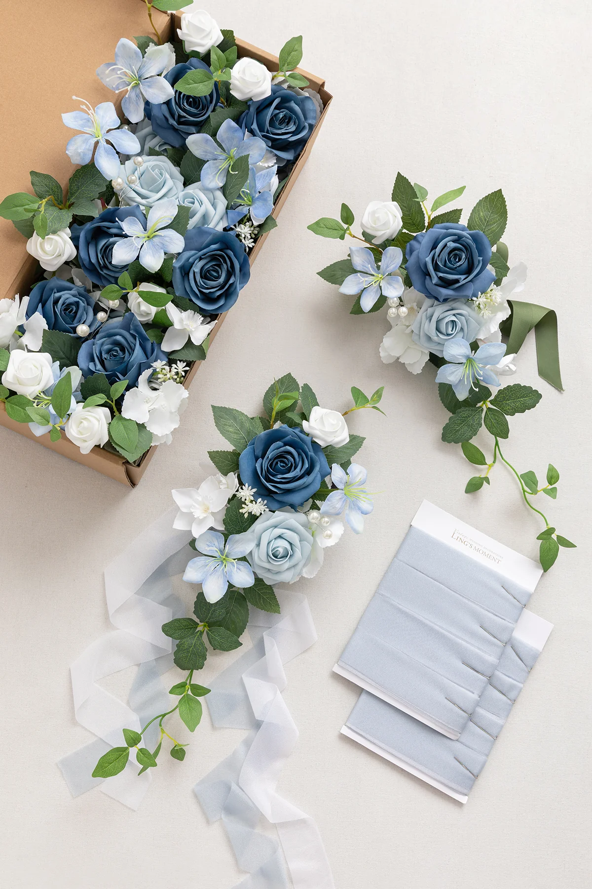 Wedding Aisle Decoration Pew Flowers in Dutch Blue & Powder Blue - Image 5