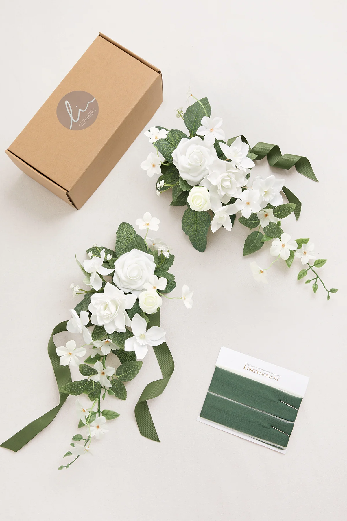 Wedding Aisle Decoration Pew Flowers in White & Sage - Image 15