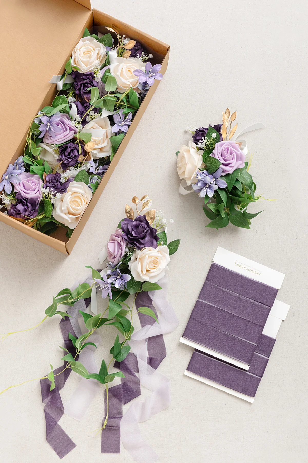 Wedding Aisle Decoration Pew Flowers in Lilac & Gold - Image 4