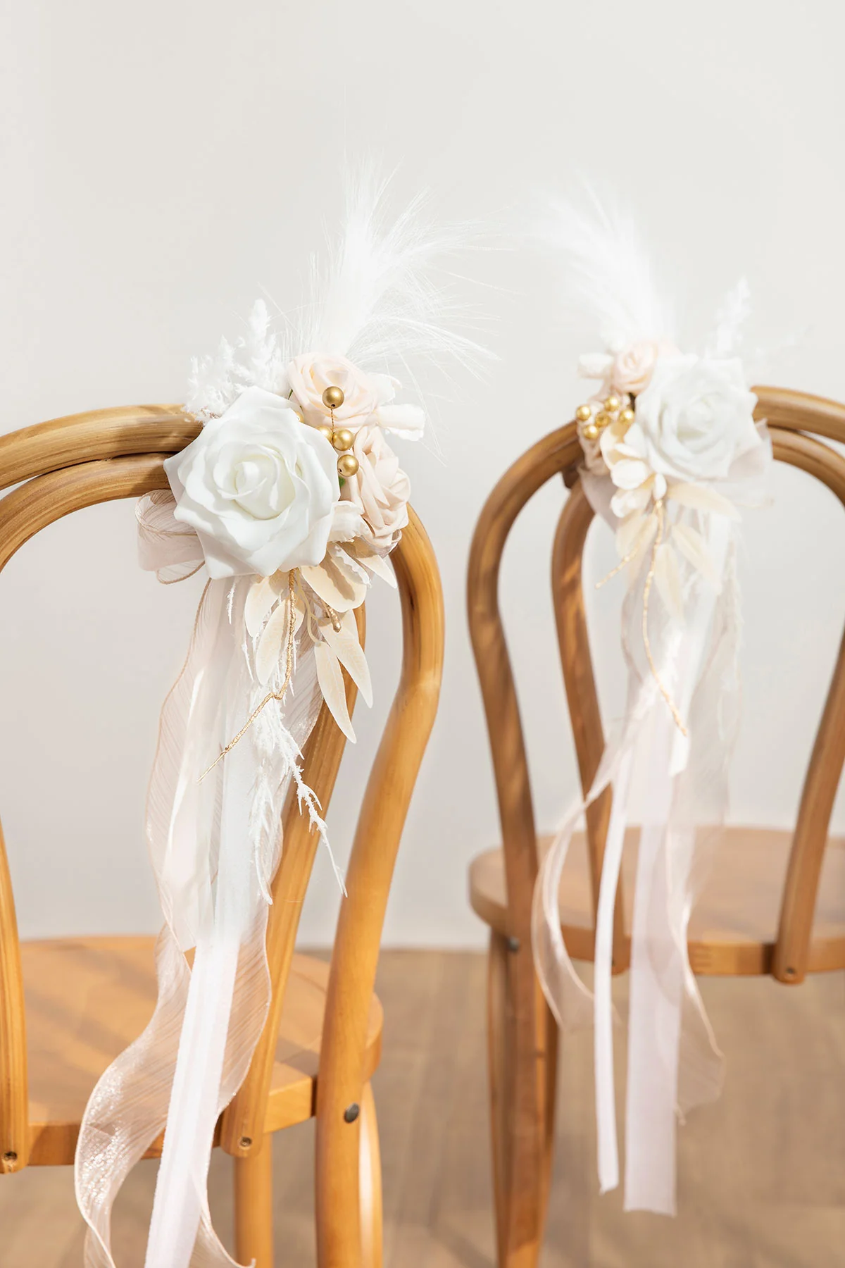 Wedding Aisle Decoration Pew Flowers in White & Beige | Clearance - Image 3