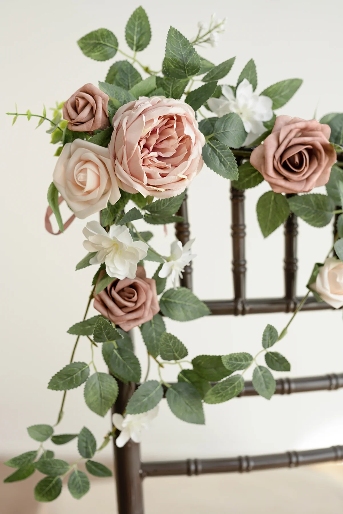 Wedding Aisle Chair Floral Decoration in Dusty Rose & Cream - Image 2