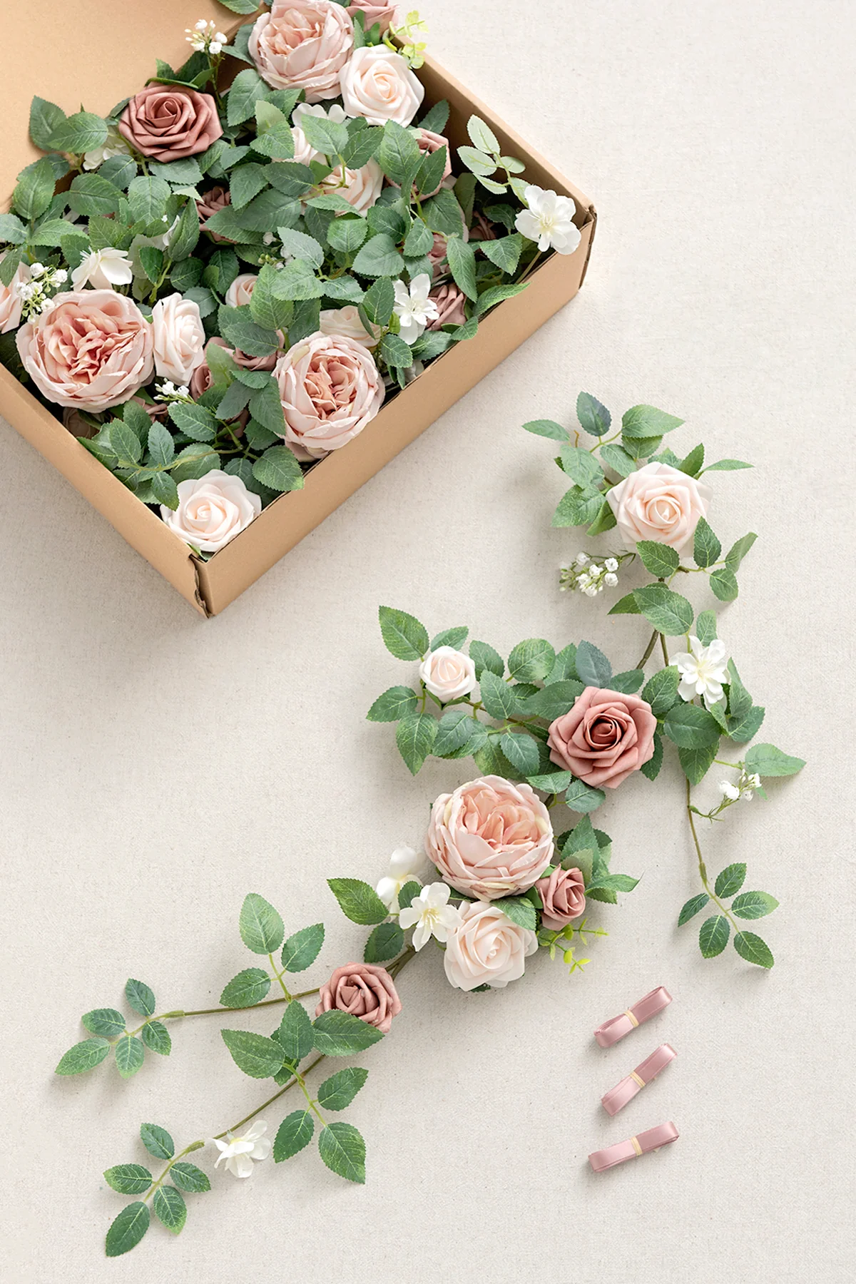Wedding Aisle Chair Floral Decoration in Dusty Rose & Cream - Image 3