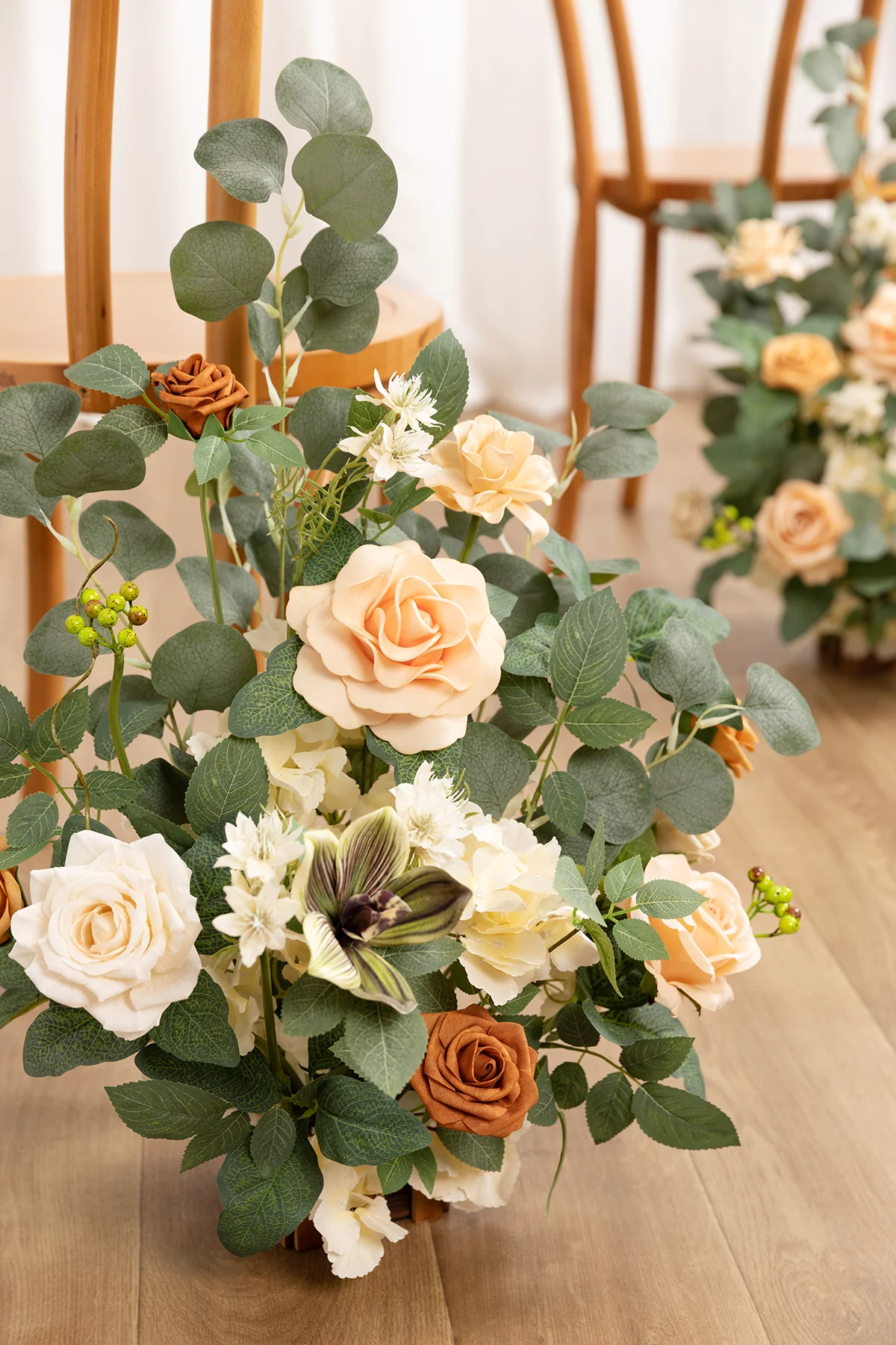Wedding Aisle Runner Flower Arrangement in Apricot & Soft Peach | Clearance - Image 3