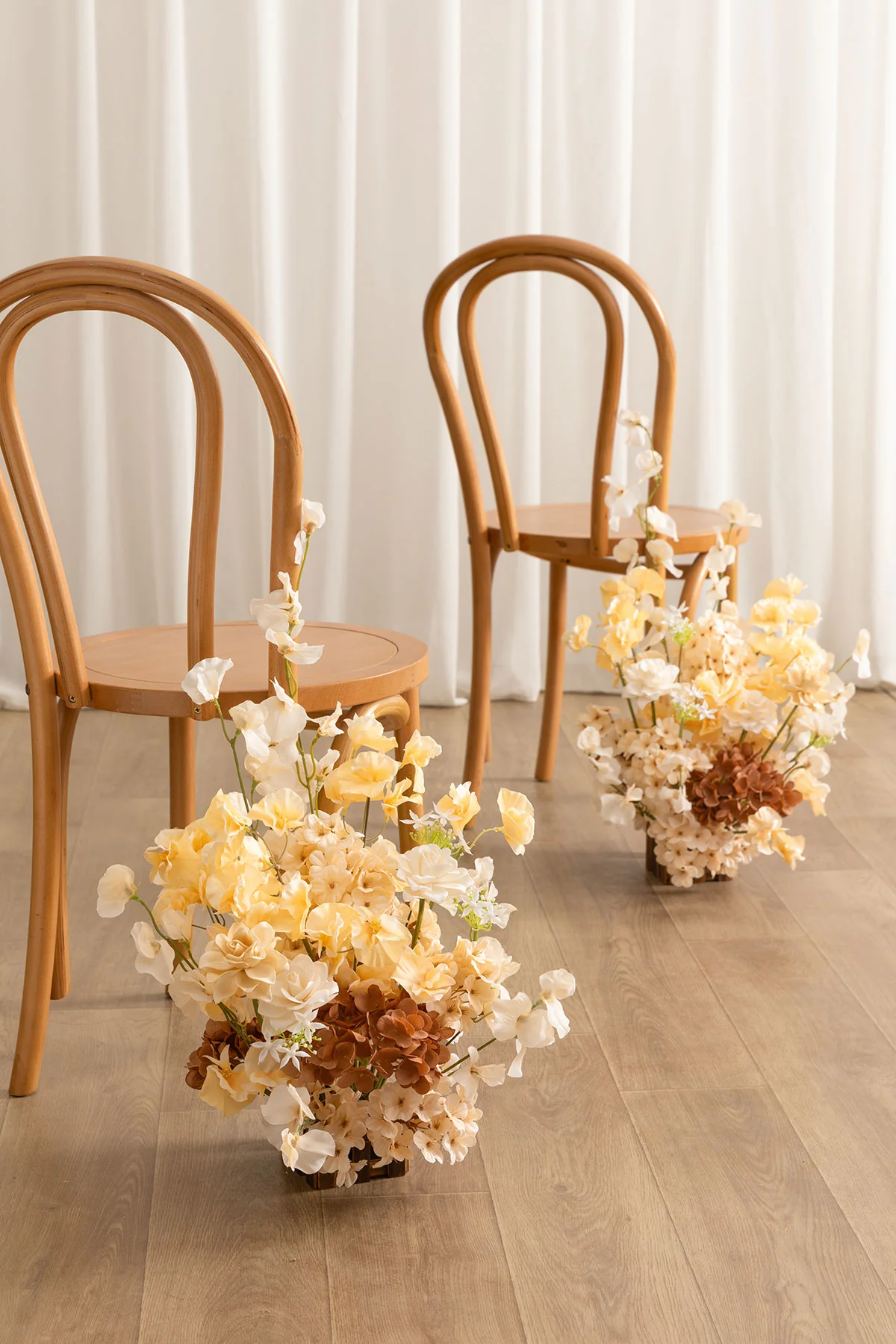 Wedding Aisle Runner Flower Arrangement in Cream & Butter Yellow - Image 2