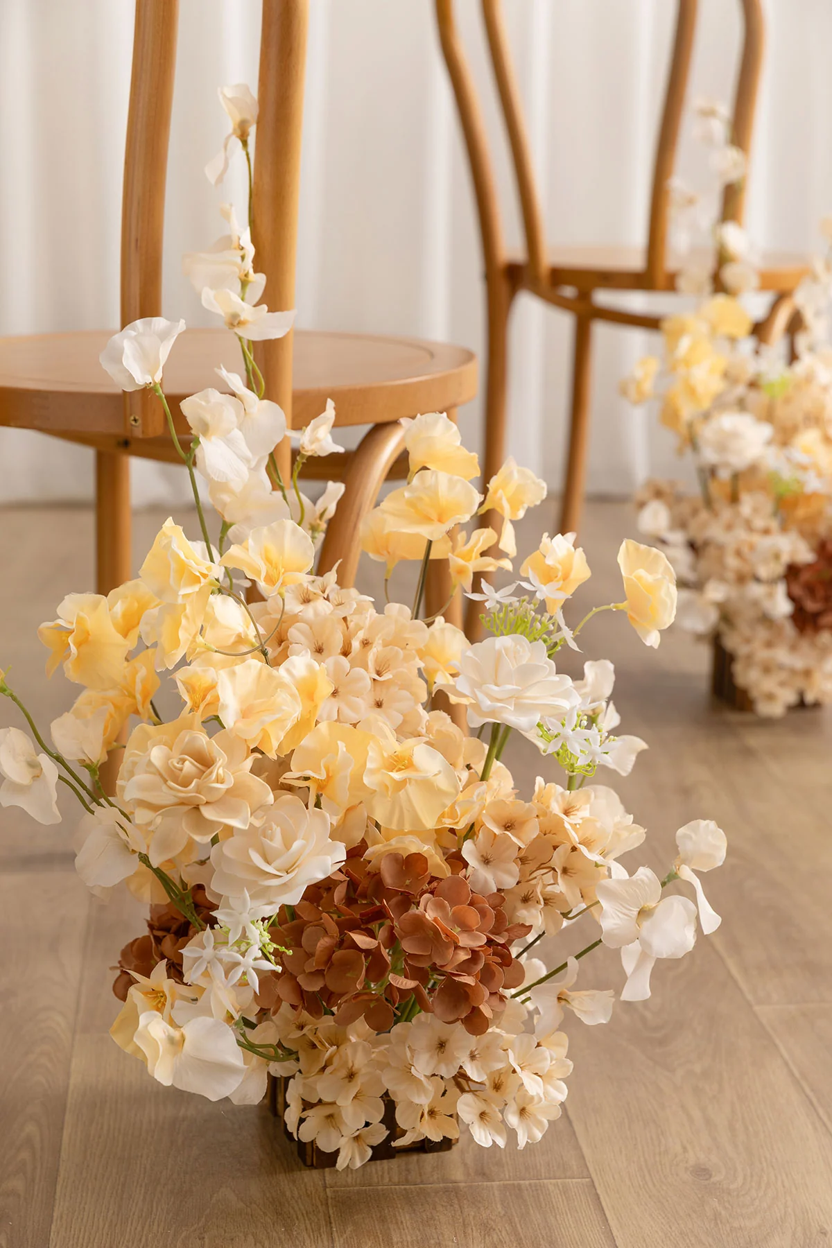 Wedding Aisle Runner Flower Arrangement in Cream & Butter Yellow - Image 3