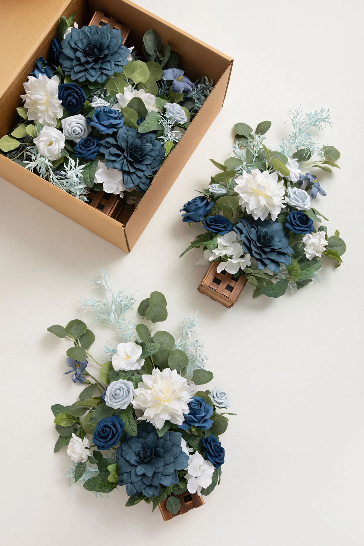 Wedding Aisle Runner Flower Arrangement in Dusty Blue & Navy - Image 6