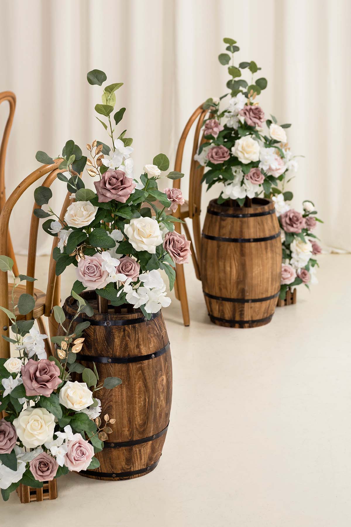 Wedding Aisle Runner Flower Arrangement in Dusty Rose & Cream - Image 2