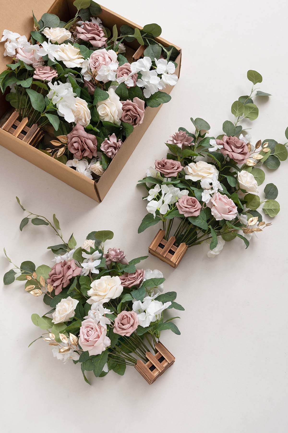 Wedding Aisle Runner Flower Arrangement in Dusty Rose & Cream - Image 5