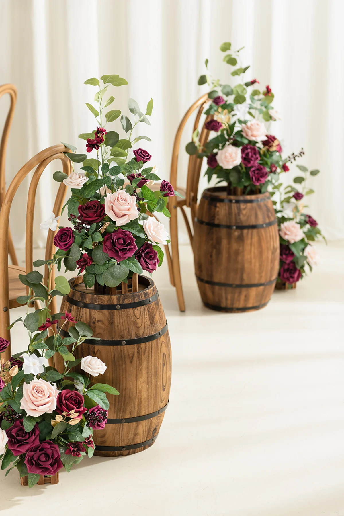 Wedding Aisle Runner Flower Arrangement in Romantic Marsala | Clearance - Image 3