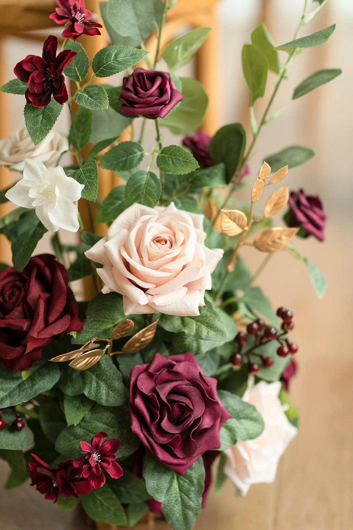 Wedding Aisle Runner Flower Arrangement in Romantic Marsala | Clearance - Image 4