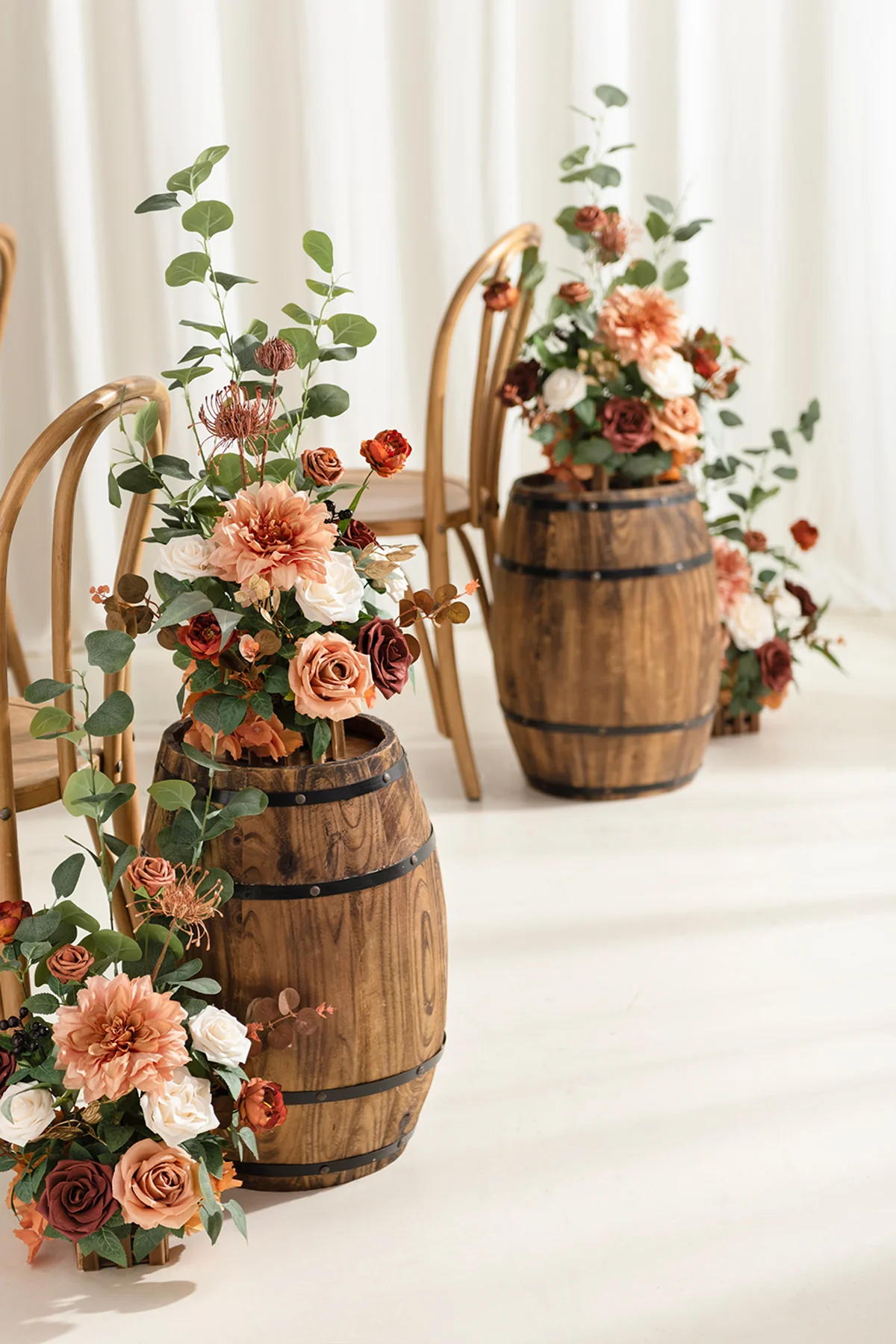 Wedding Aisle Runner Flower Arrangement in Sunset Terracotta - Image 3