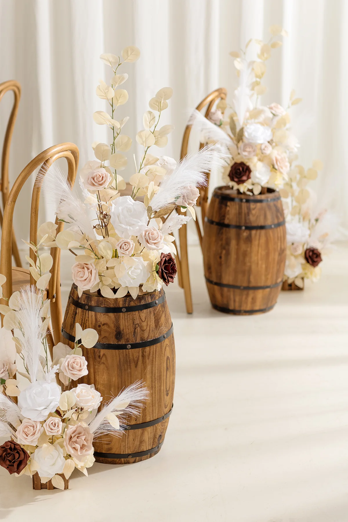Wedding Aisle Runner Flower Arrangement in White & Beige | Clearance - Image 2