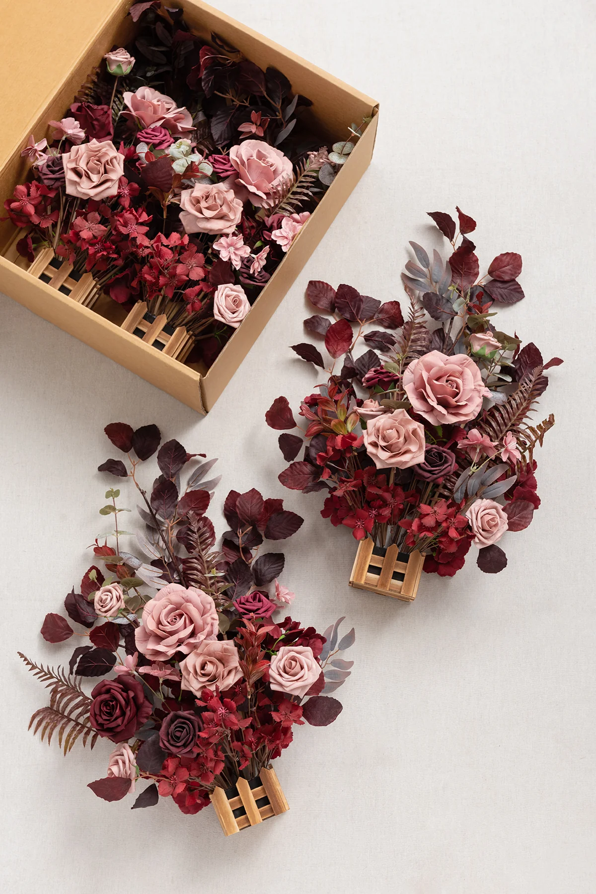 Wedding Aisle Runner Flower Arrangements in Burgundy & Dusty Rose | Clearance - Image 6