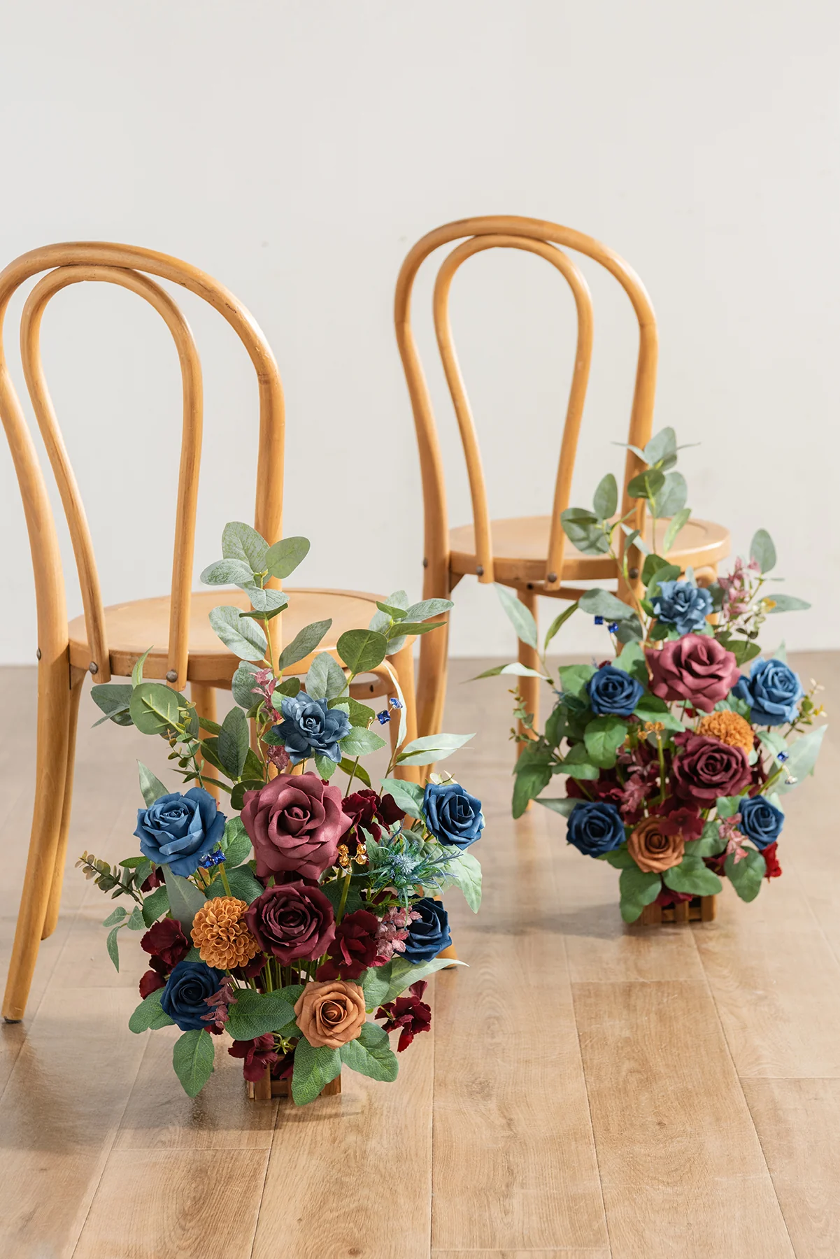 Wedding Aisle Runner Flower Arrangements in Burgundy & Navy | Clearance - Image 2
