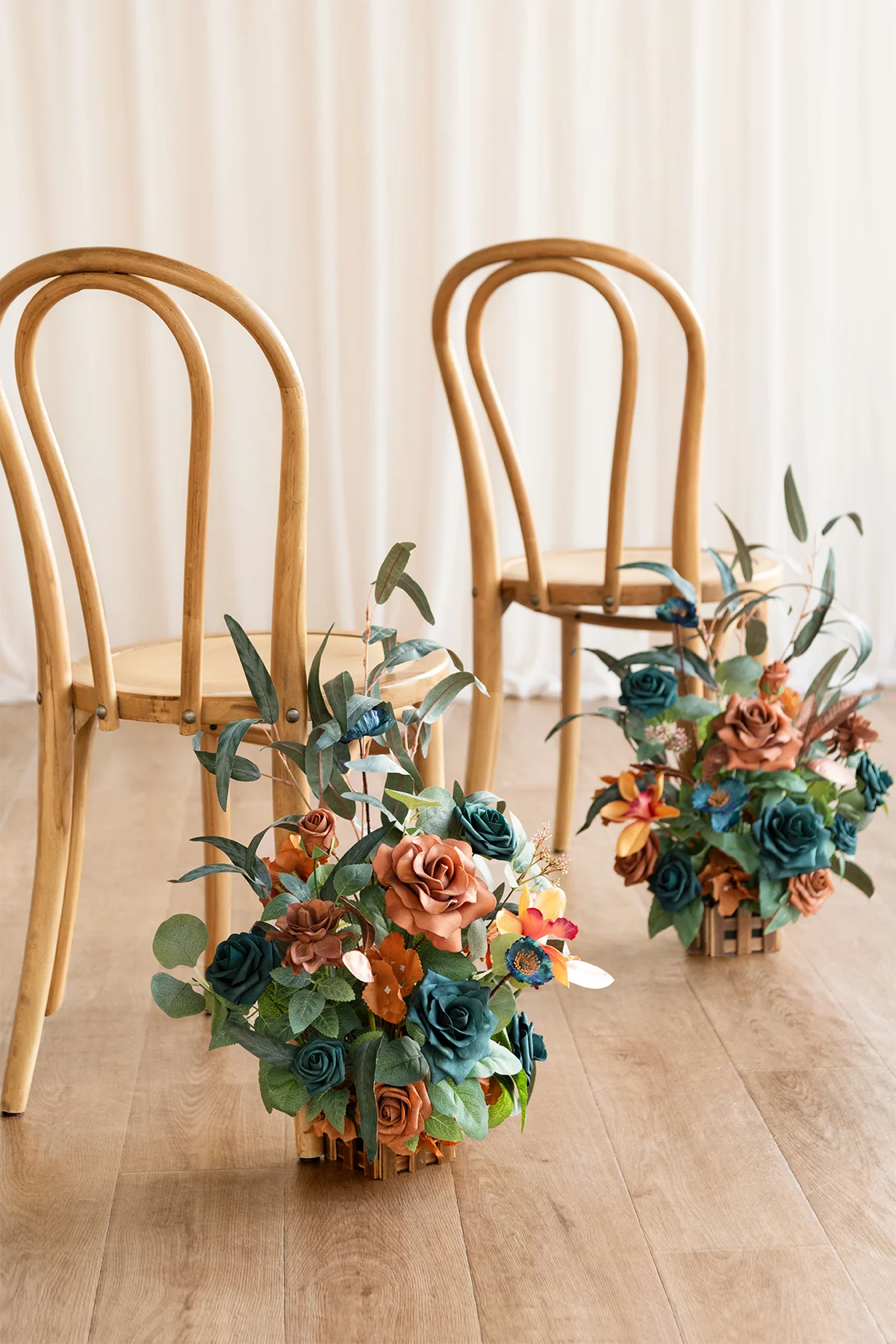 Wedding Aisle Runner Flower Arrangements in Dark Teal & Burnt Orange | Clearance - Image 2