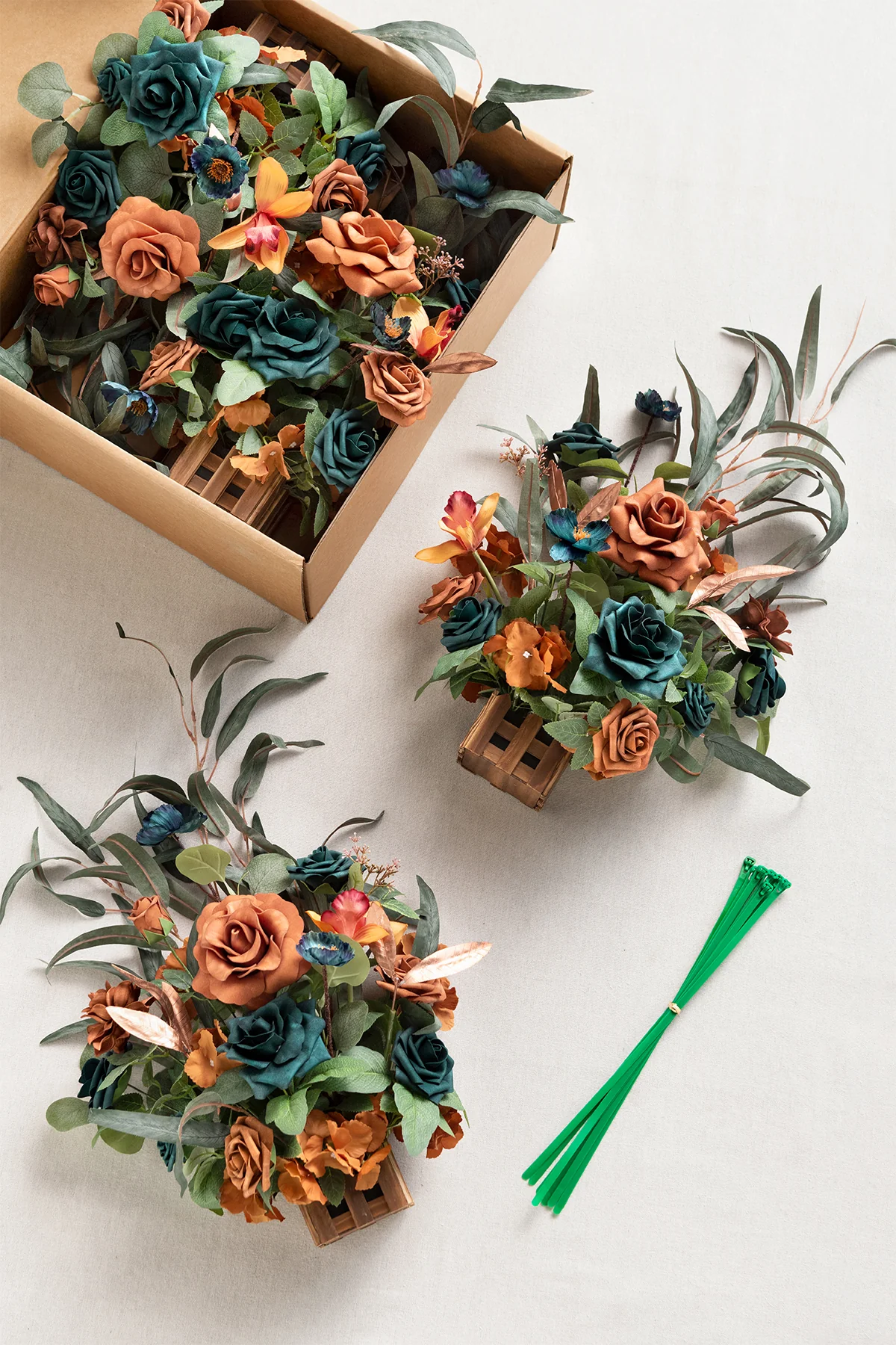 Wedding Aisle Runner Flower Arrangements in Dark Teal & Burnt Orange | Clearance - Image 6