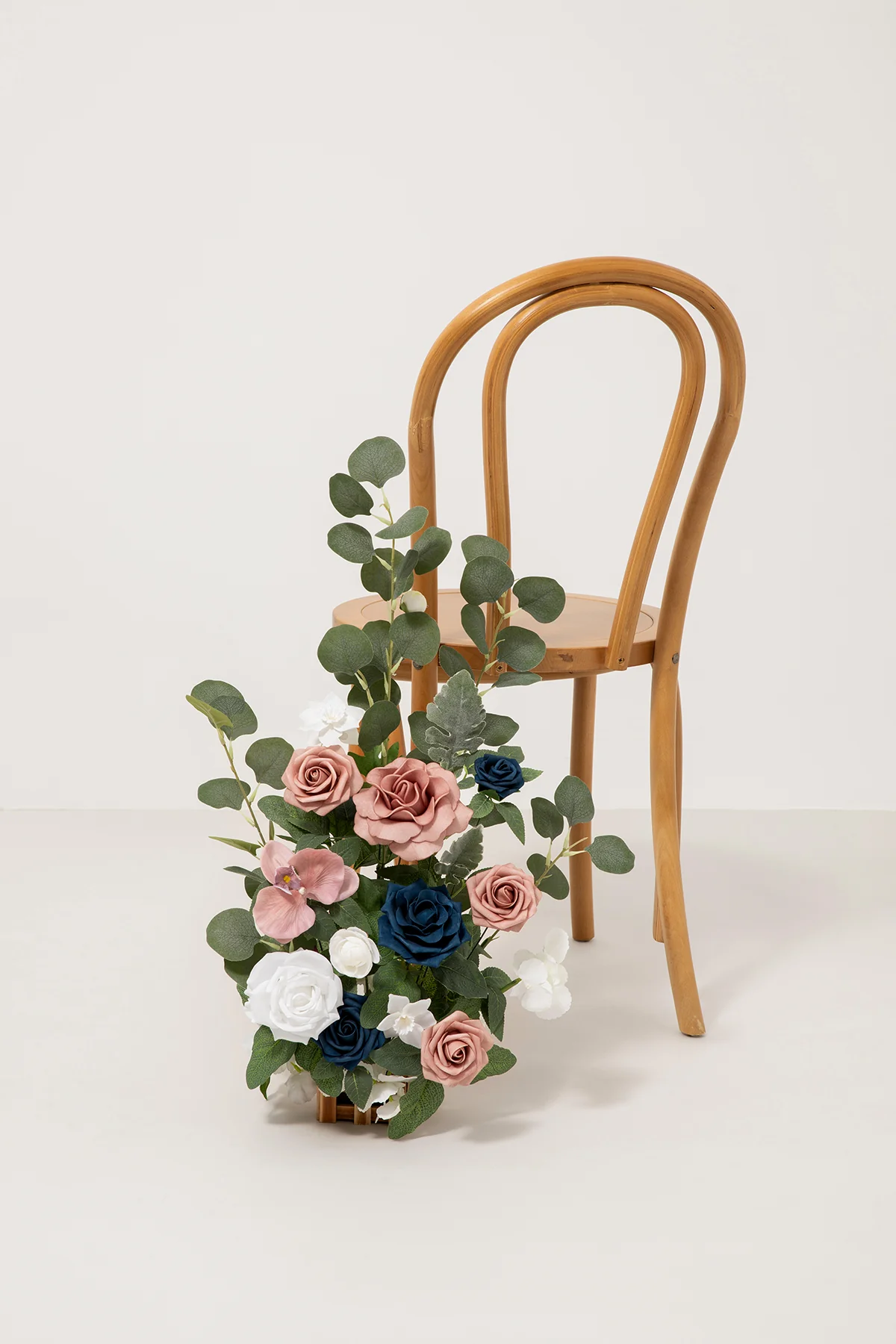 Wedding Aisle Runner Flower Arrangements in Dusty Rose & Navy