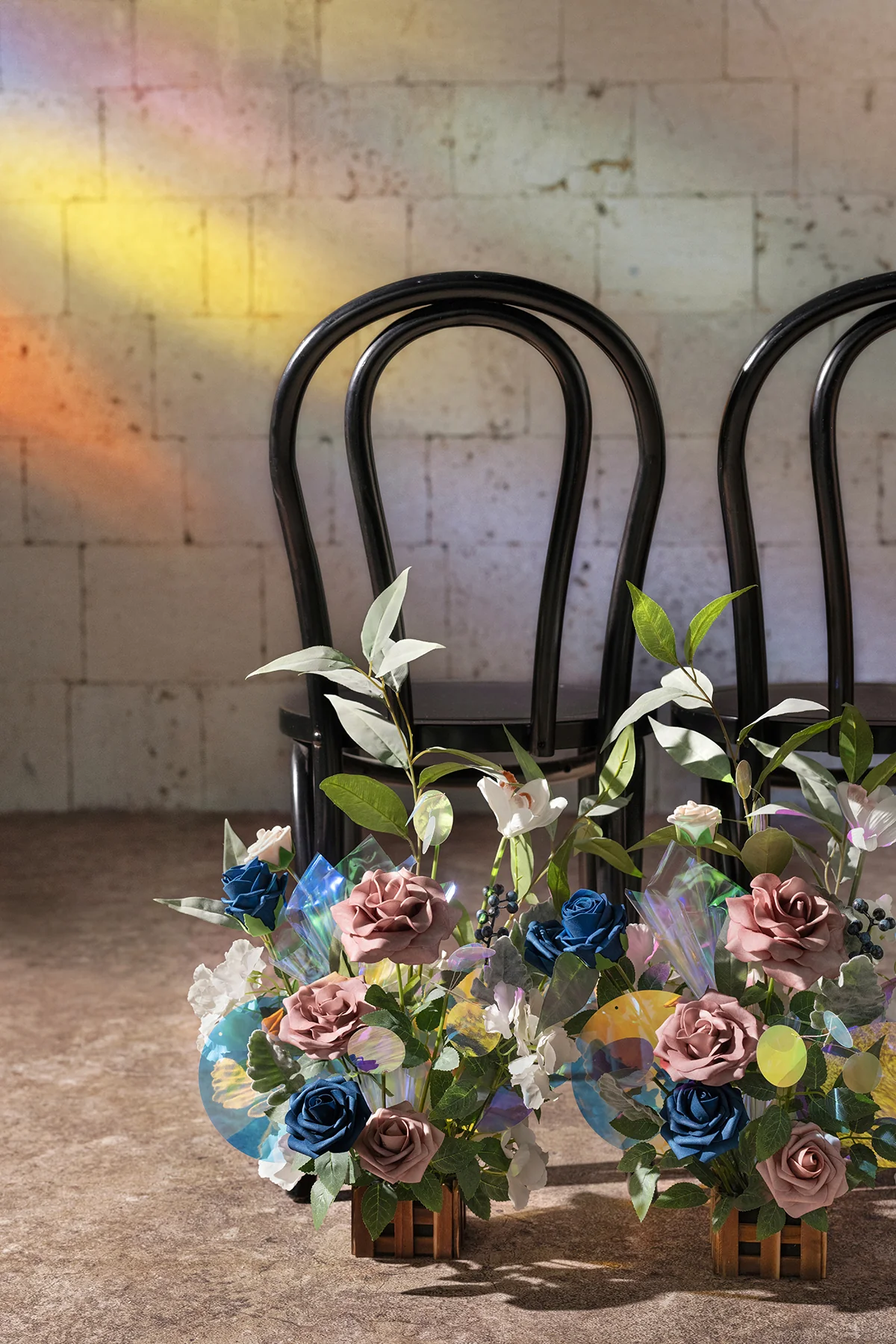 Wedding Aisle Runner Flower Arrangements in Dusty Rose & Navy - Image 10