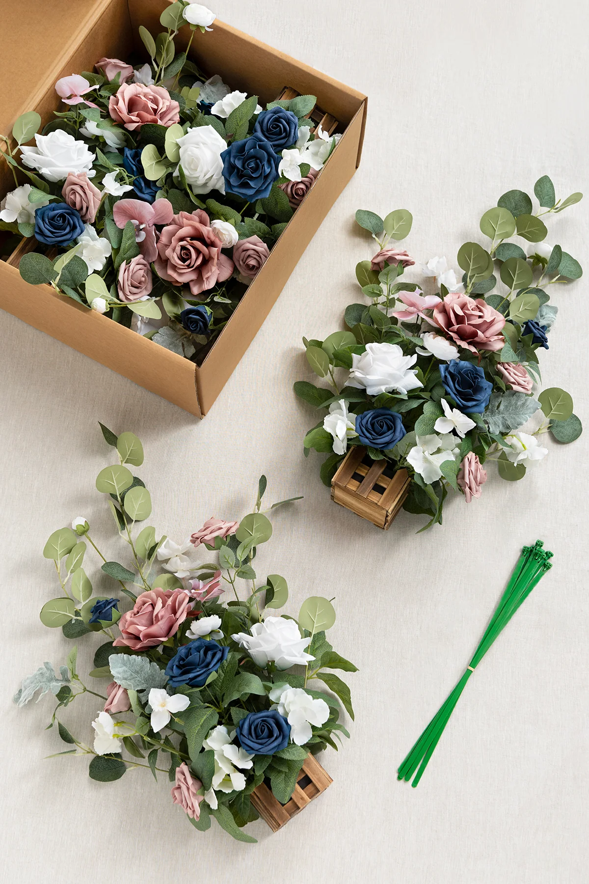 Wedding Aisle Runner Flower Arrangements in Dusty Rose & Navy - Image 5