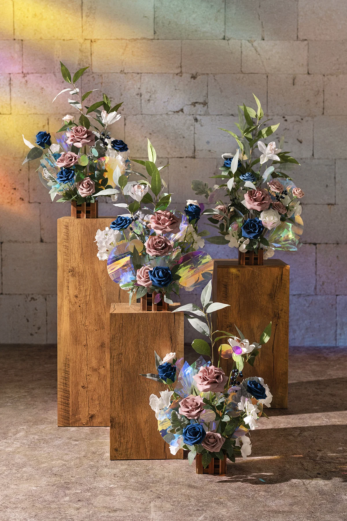 Wedding Aisle Runner Flower Arrangements in Dusty Rose & Navy - Image 9