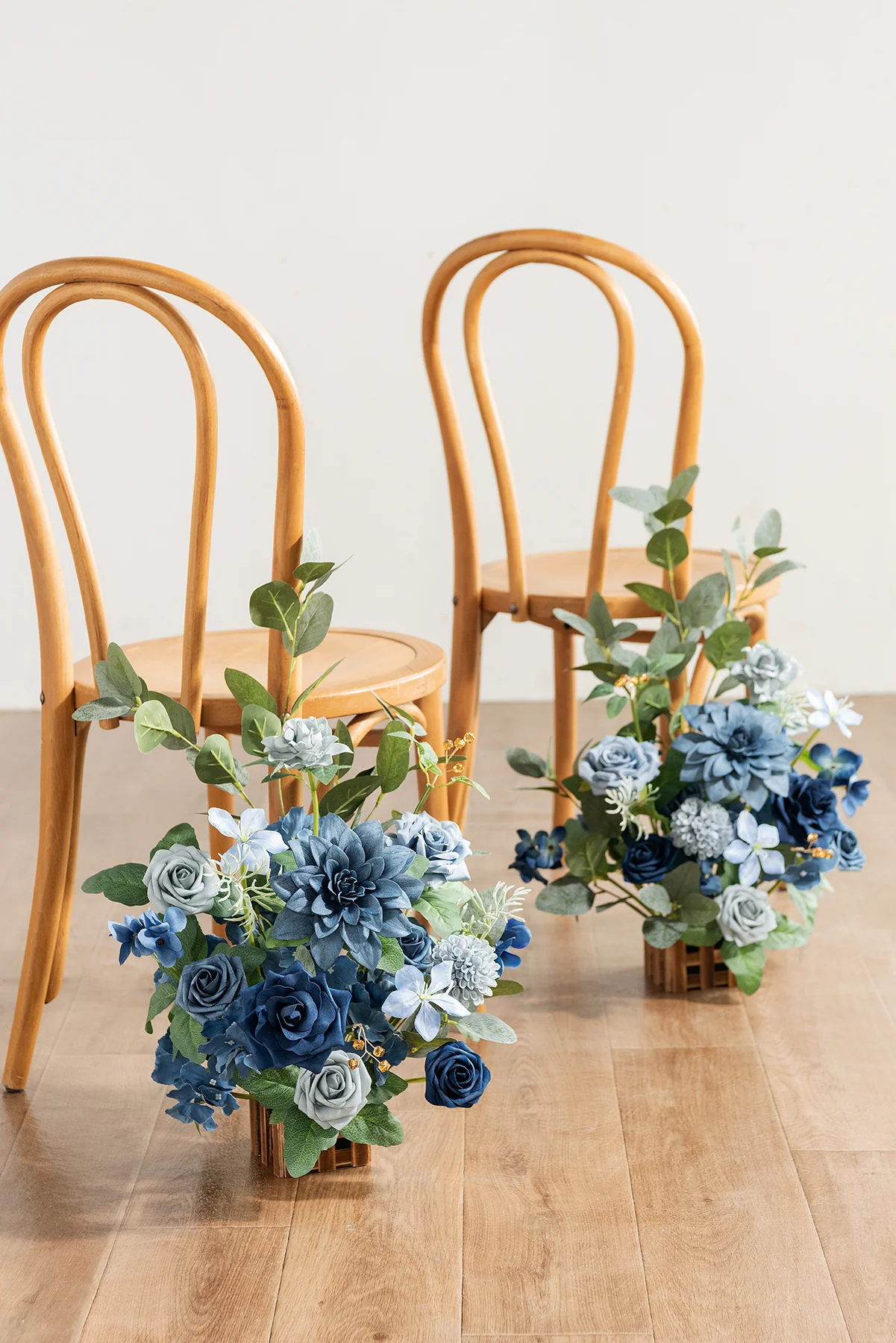Wedding Aisle Runner Flower Arrangements in Dutch Blue & Navy Blue - Image 2