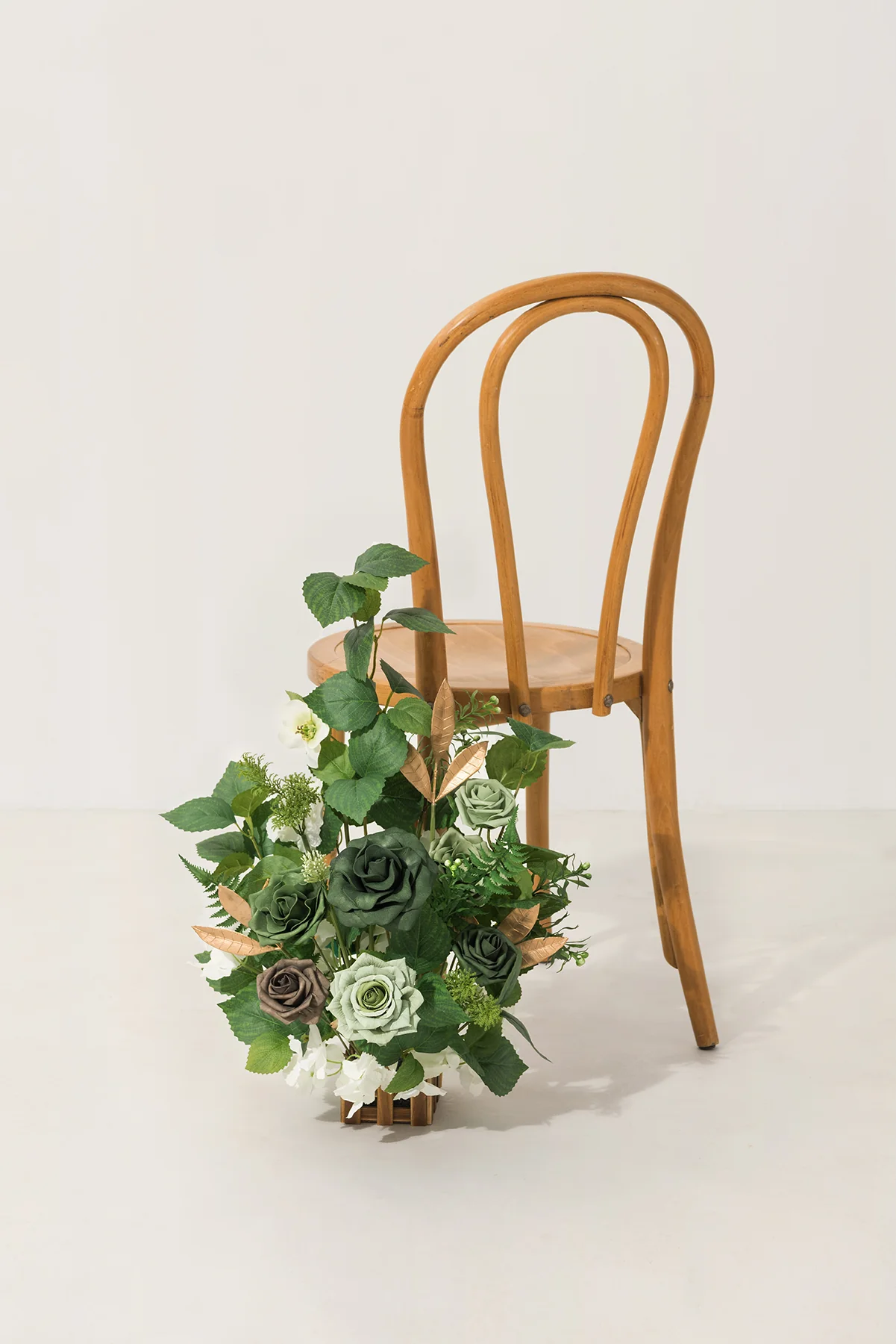 Wedding Aisle Runner Flower Arrangements in Forest Green & Gold | Clearance