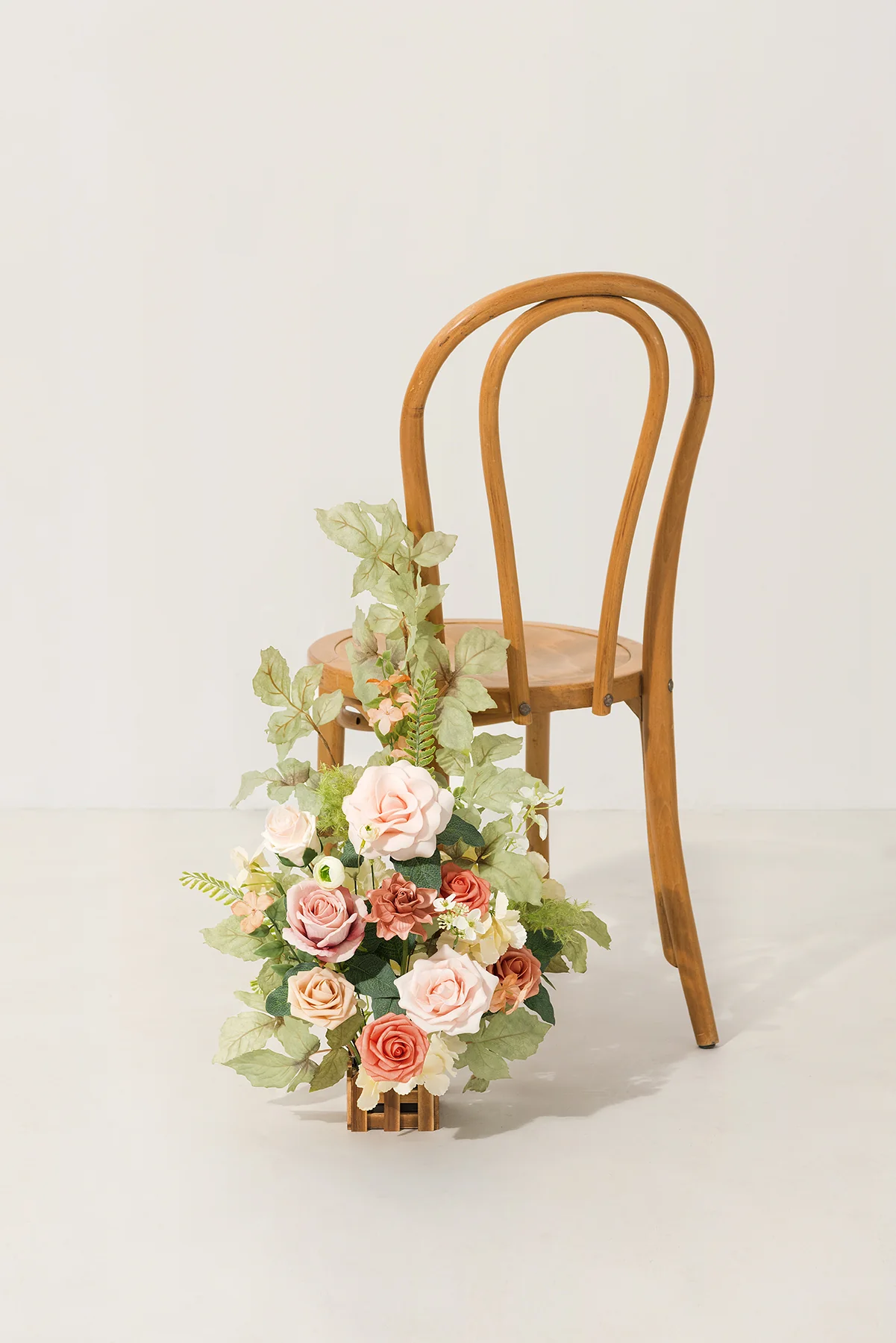 Wedding Aisle Runner Flower Arrangements in Garden Blush