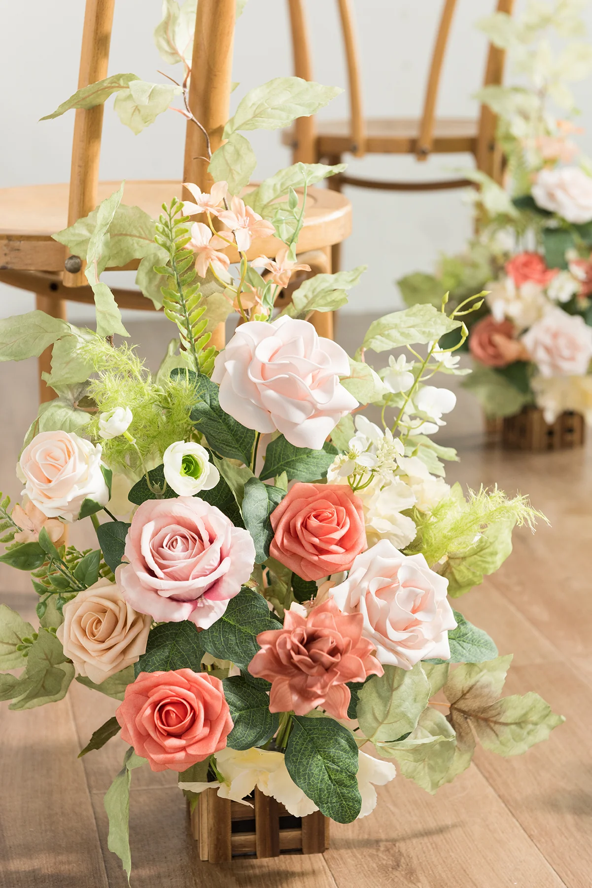 Wedding Aisle Runner Flower Arrangements in Garden Blush - Image 3
