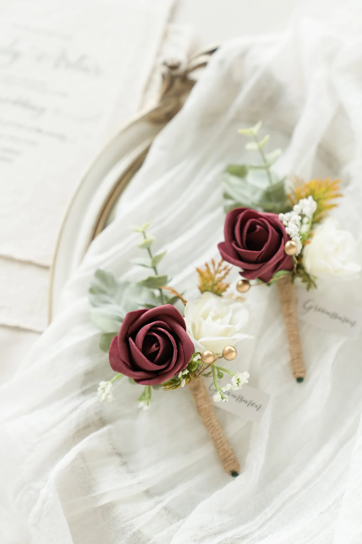 Boutonnieres in Burgundy - Image 5