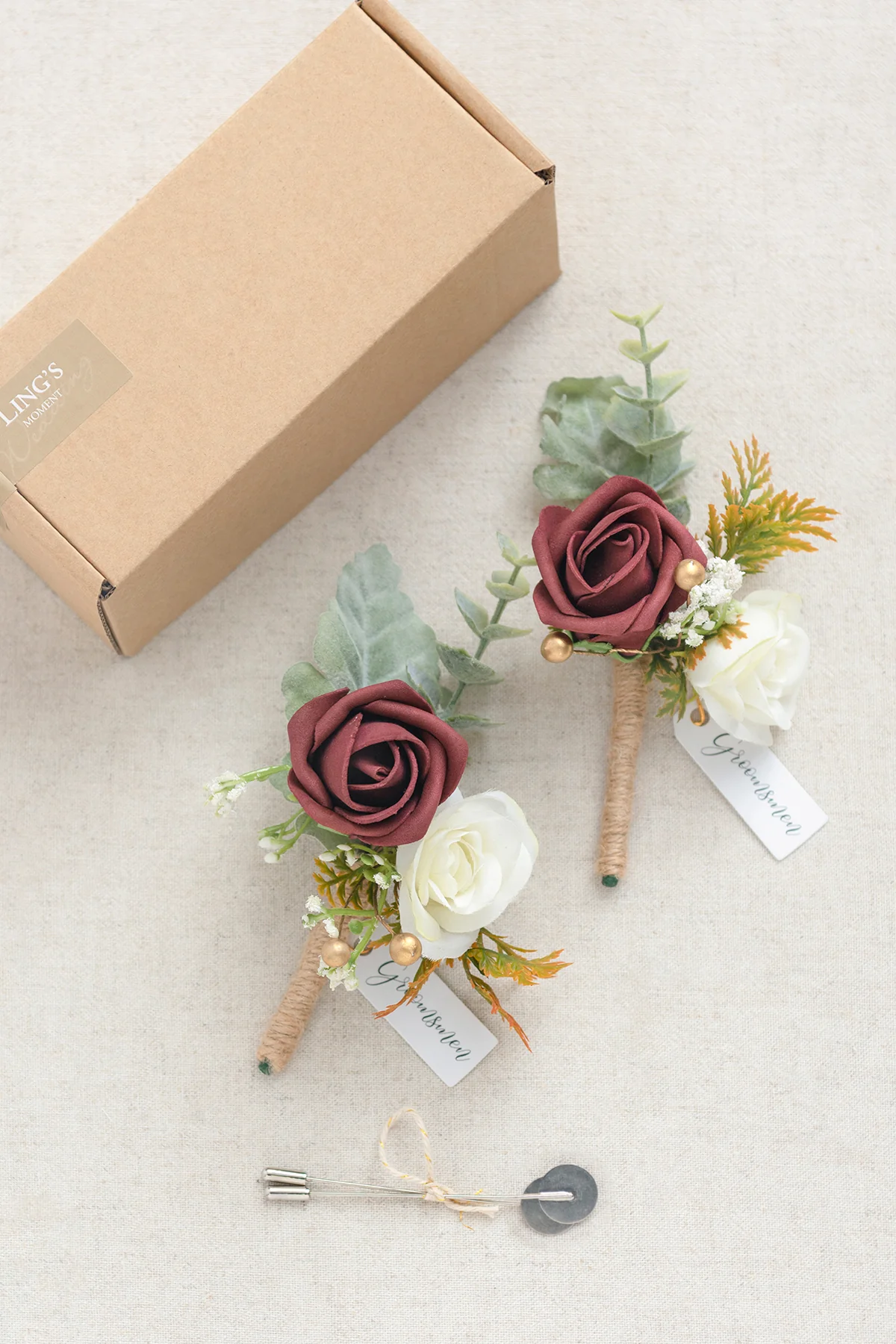 Boutonnieres in Burgundy - Image 7