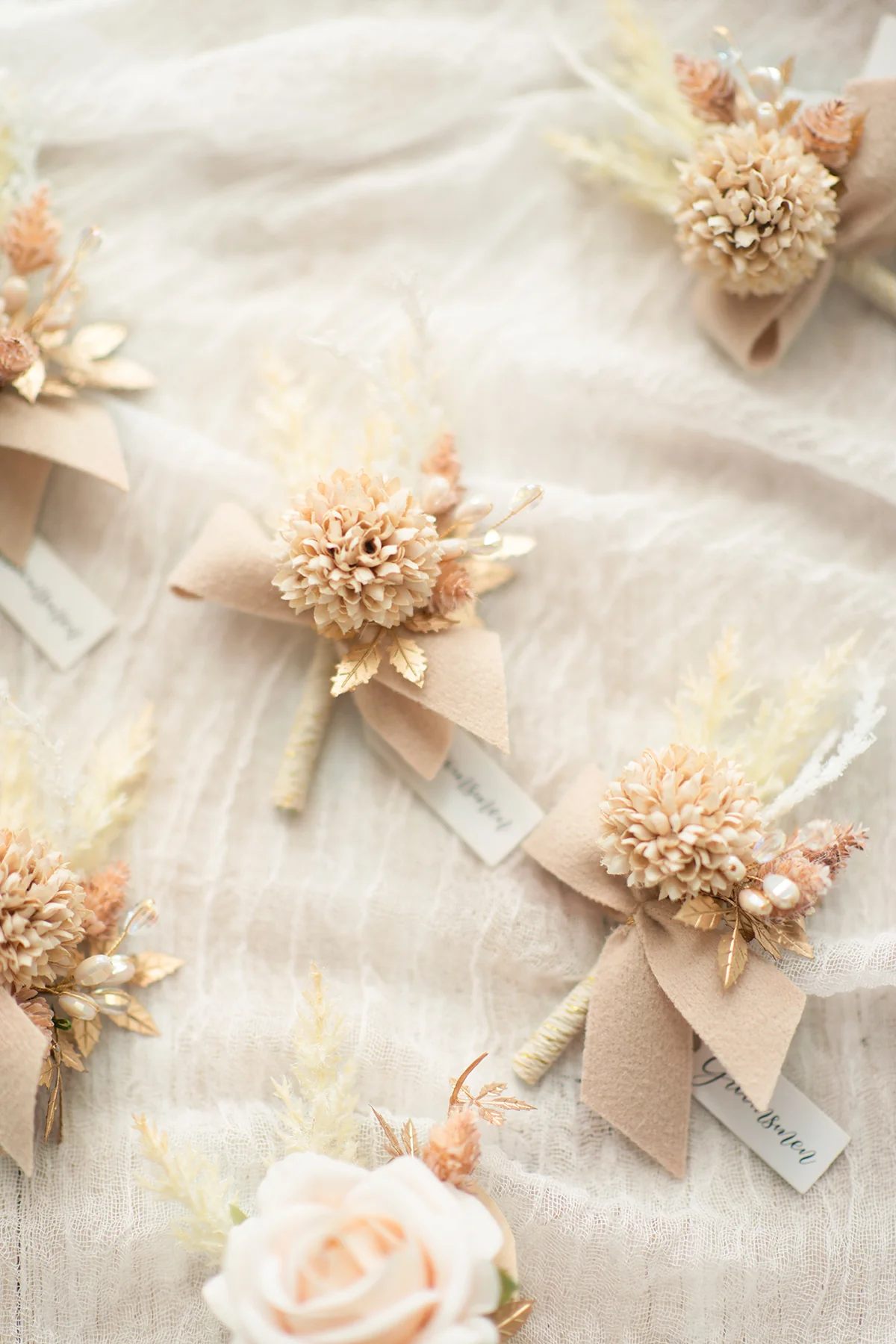 Boutonnieres in White & Beige - Image 5