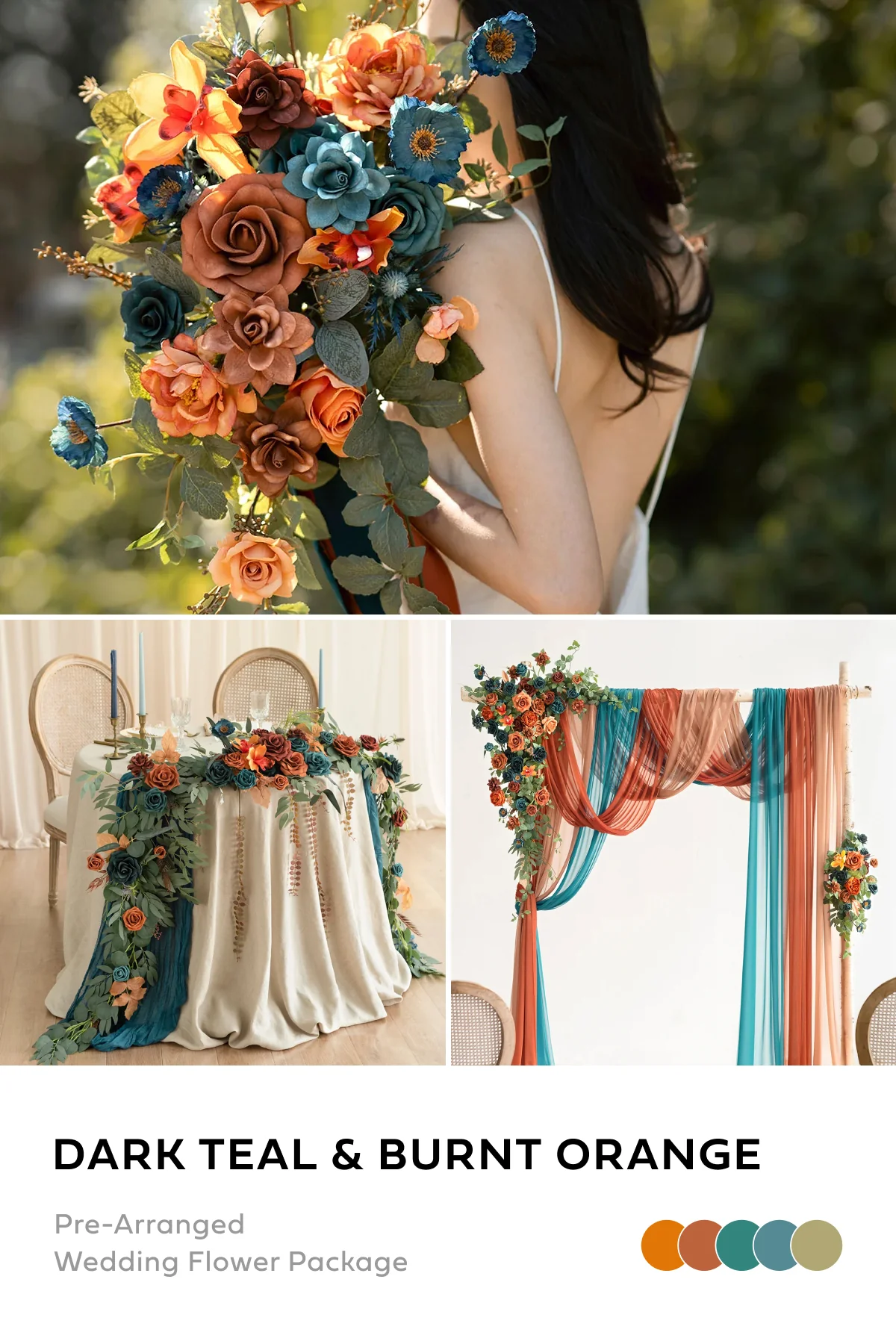 Wedding Flower Packages in Dark Teal & Burnt Orange