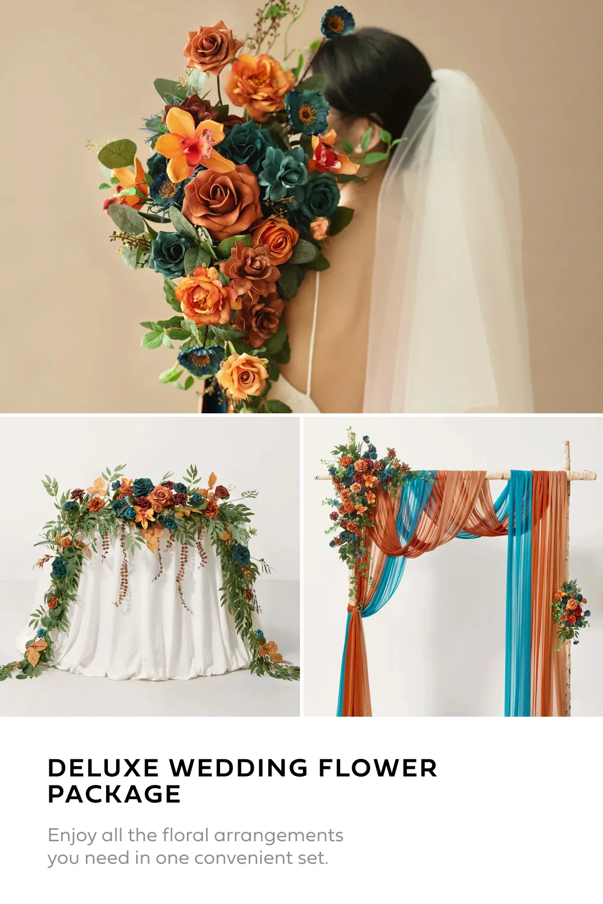 Wedding Flower Packages in Dark Teal & Burnt Orange - Image 2