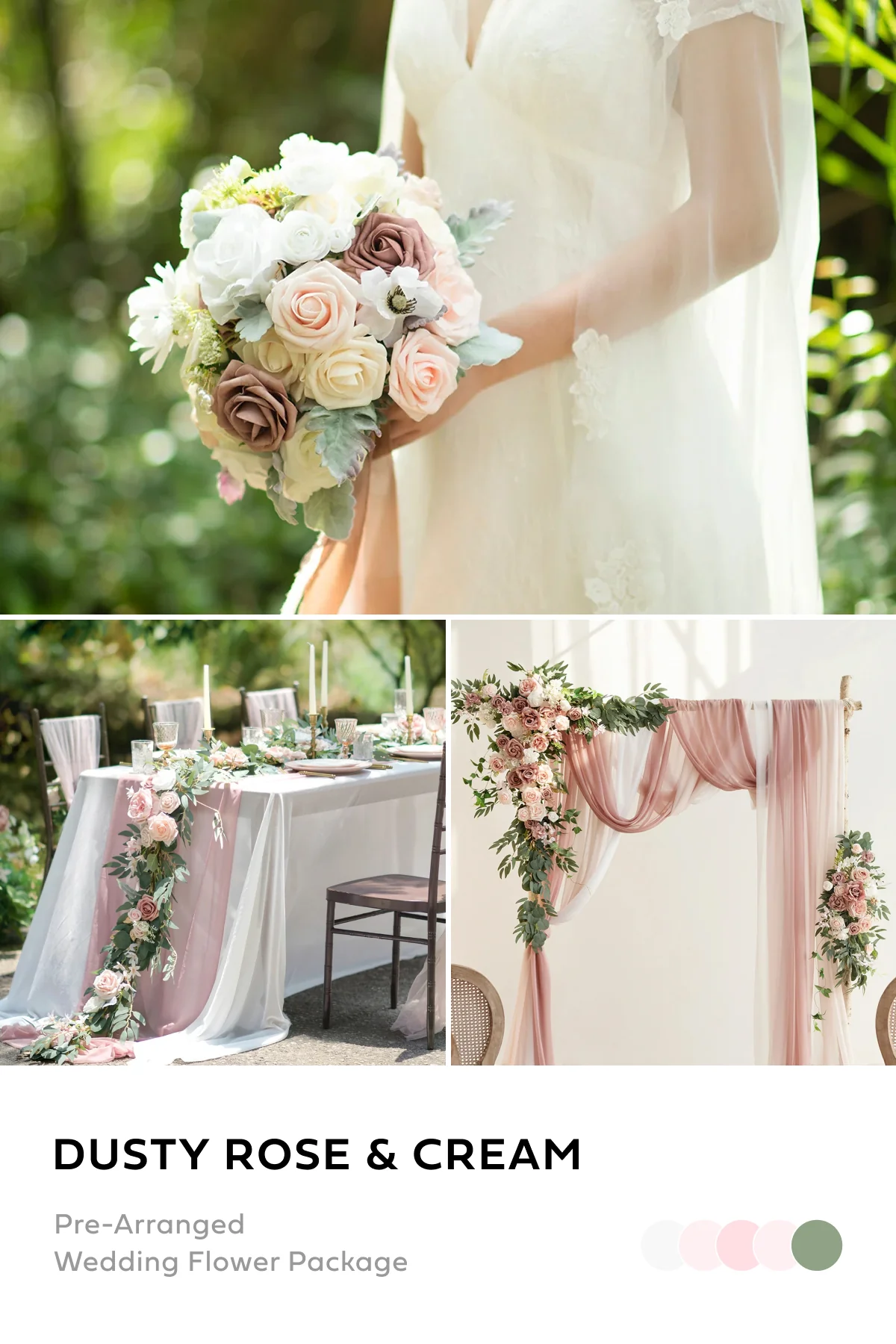 Wedding Flower Packages in Dusty Rose & Cream