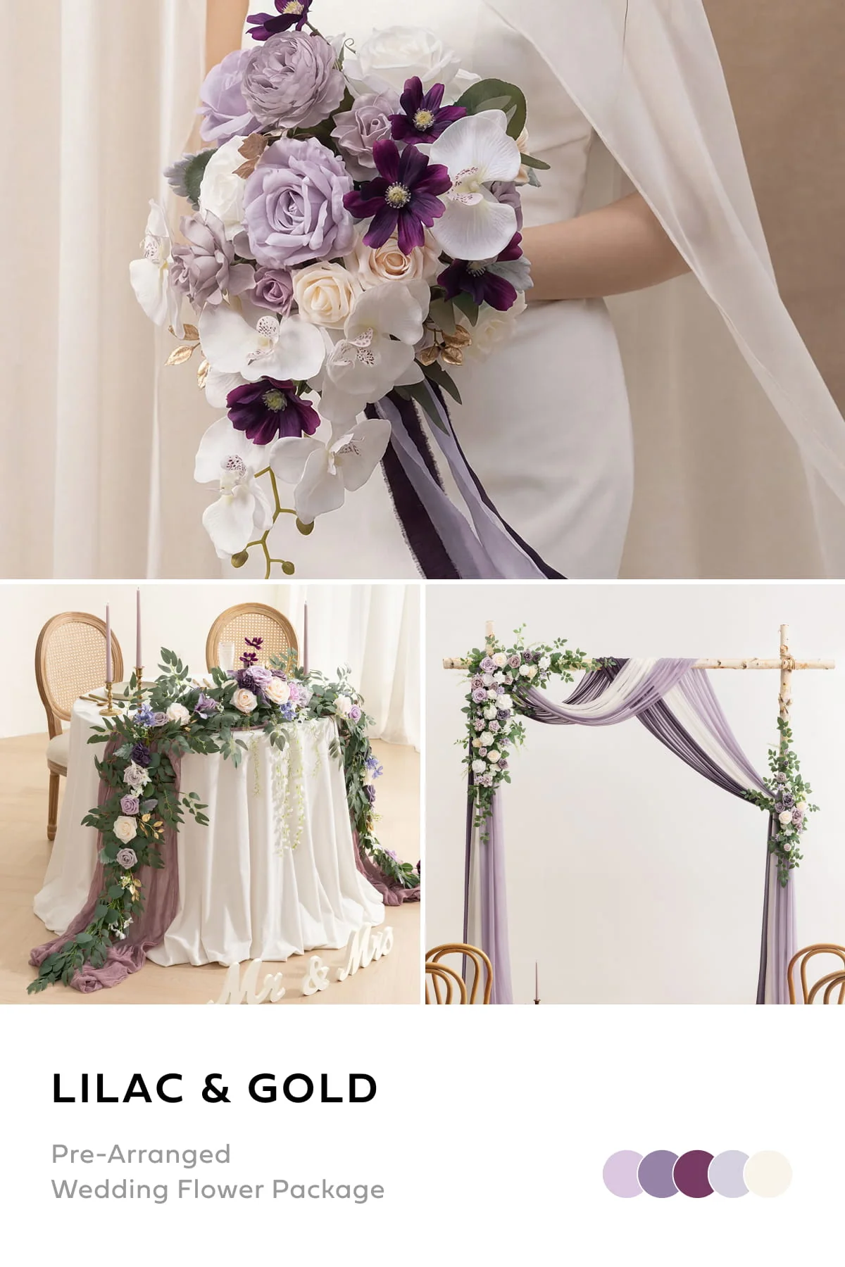 Wedding Flower Packages in Lilac & Gold