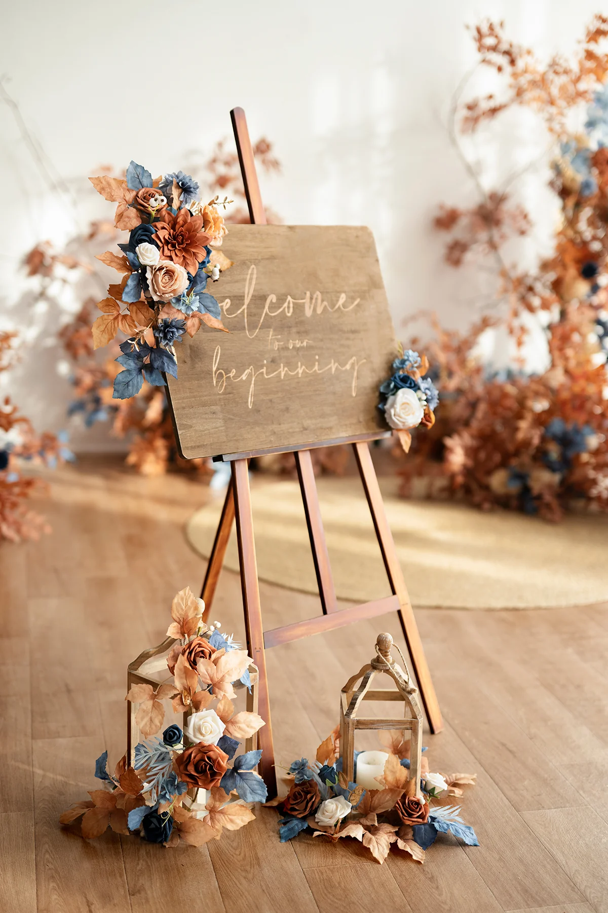 Wedding Flower Packages in Russet Orange & Denim Blue - Image 17