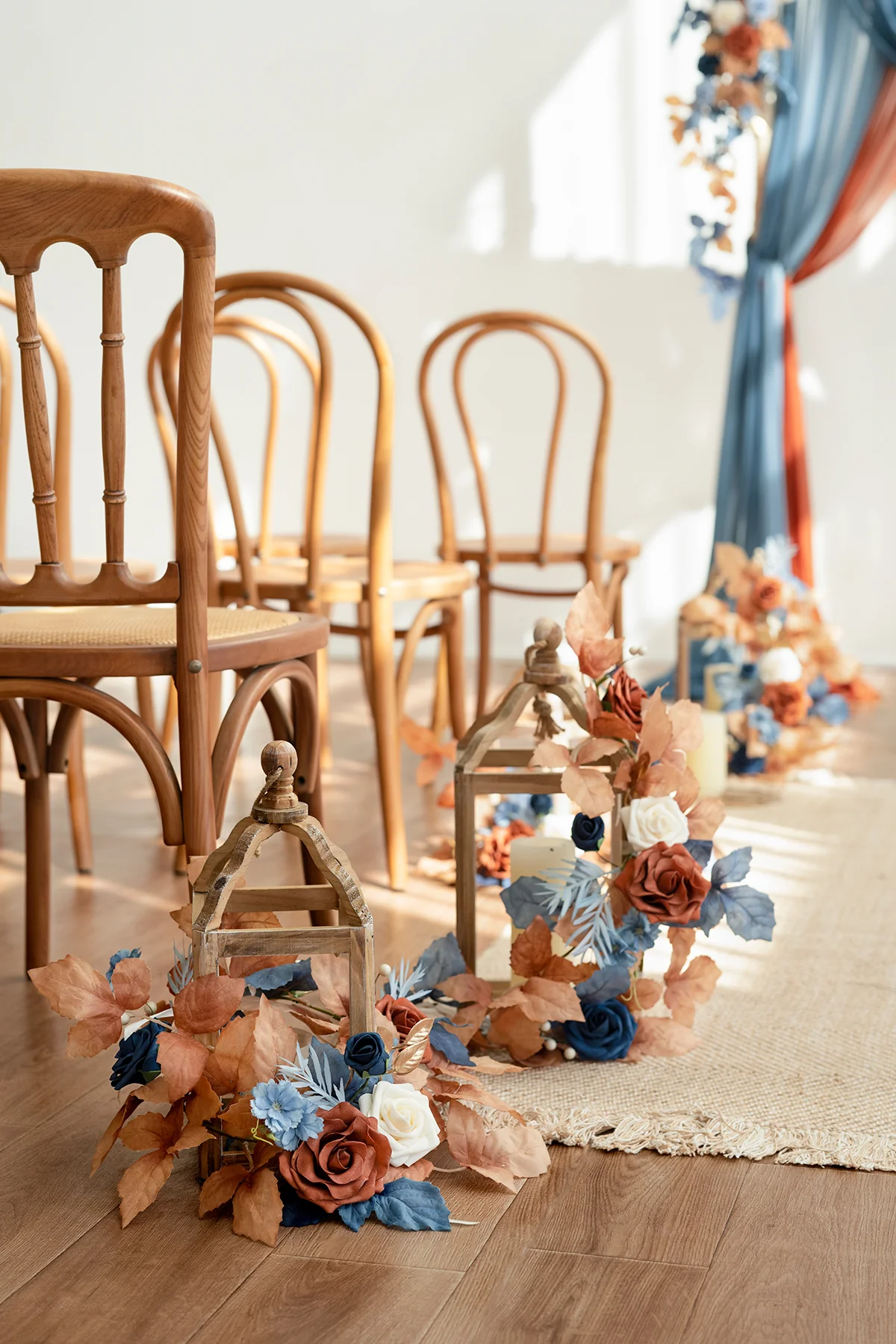 Wedding Flower Packages in Russet Orange & Denim Blue - Image 21