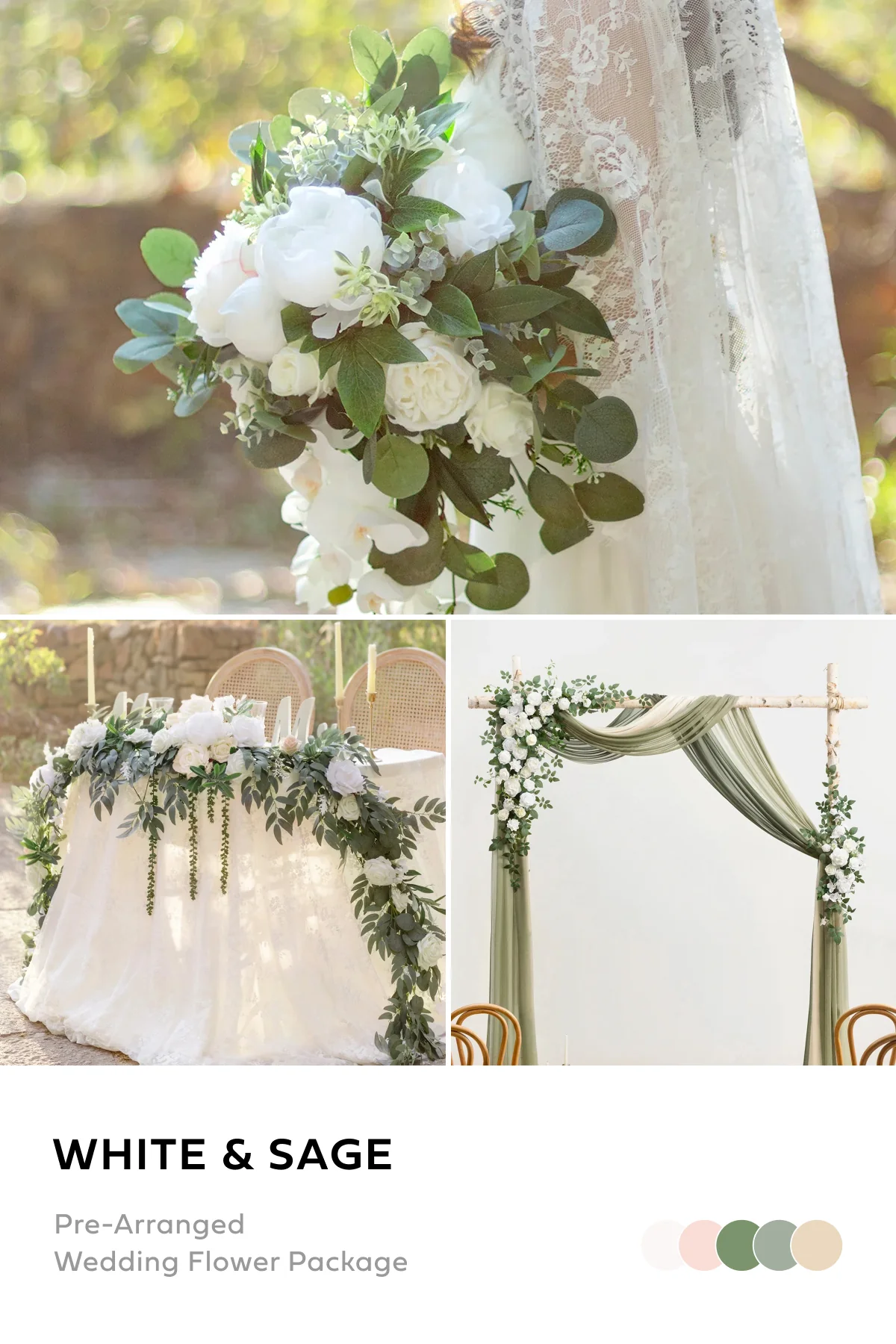 Wedding Flower Packages in White & Sage